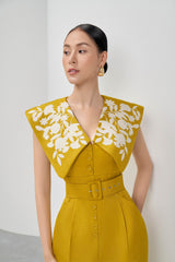 Gold Nuggets Square Collar Dress