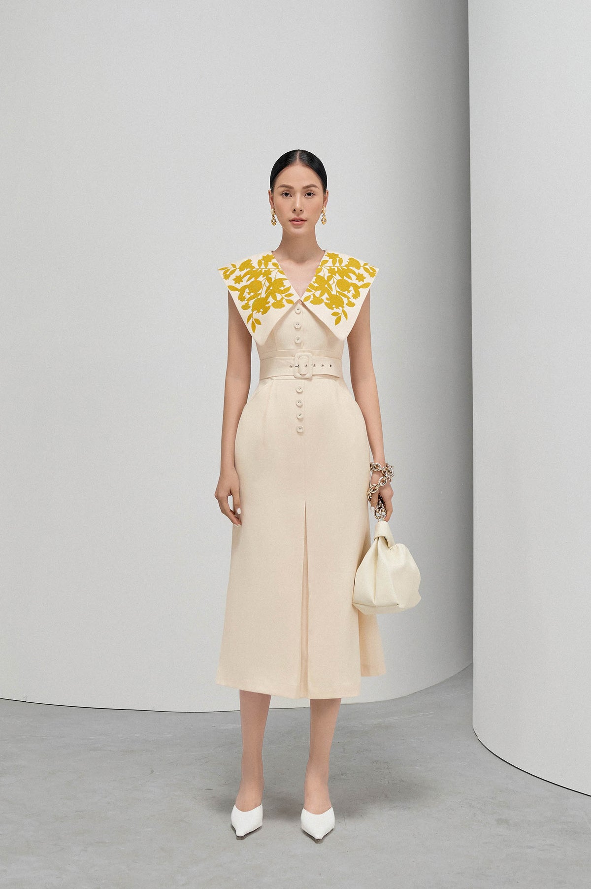 Ivory Square Collar Dress