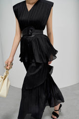 Black Square Shoulder Tunic Dress