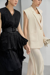 Black Square Shoulder Tunic Dress