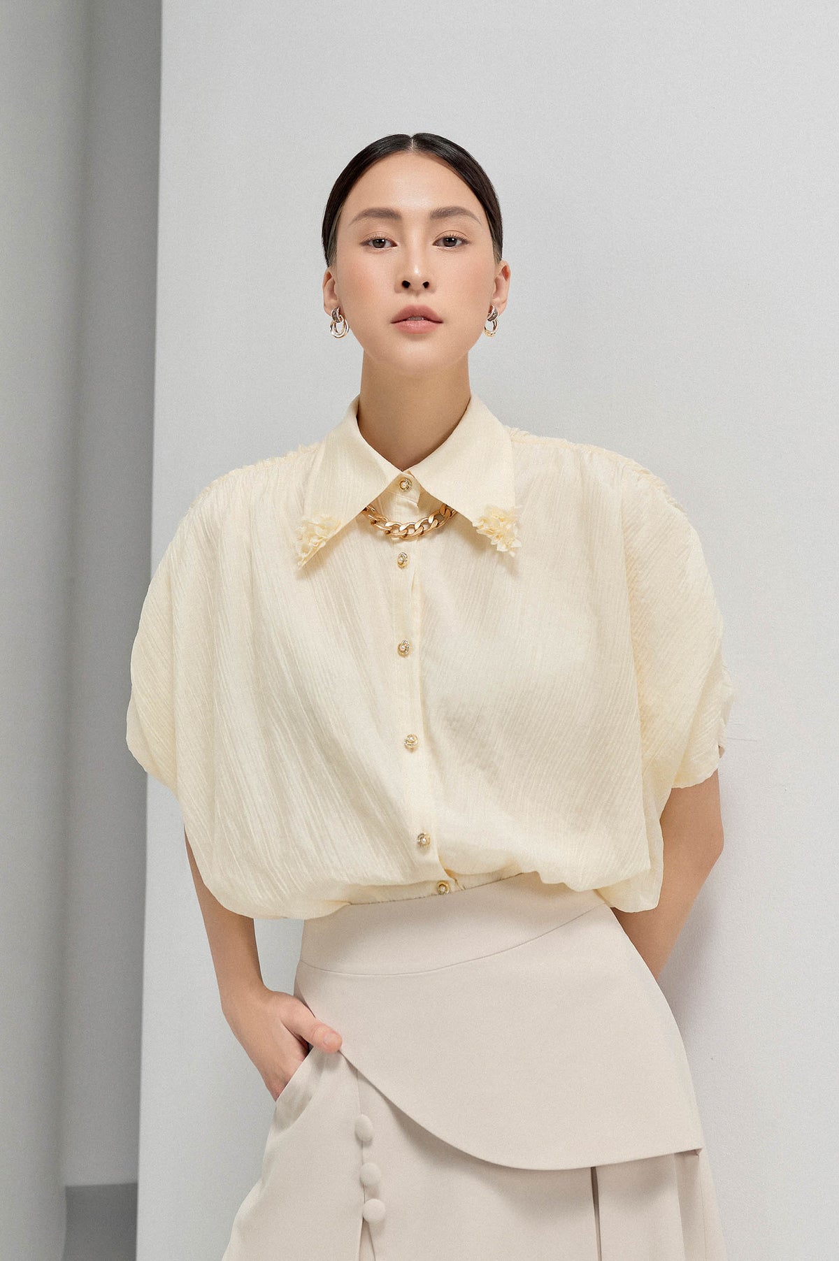 Beaded Handmade Flower Shirt