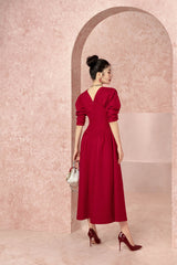 Charming Shoulder Puff Corset Dress