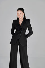 Josefin Black Floral 3D Blazer