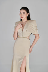 Calista Deep V-neck Fishtail Gown