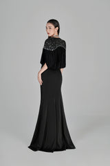 Leila V-neck Fishtail Gown