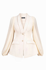 Flora Cream Puffy Sleeves Blazer