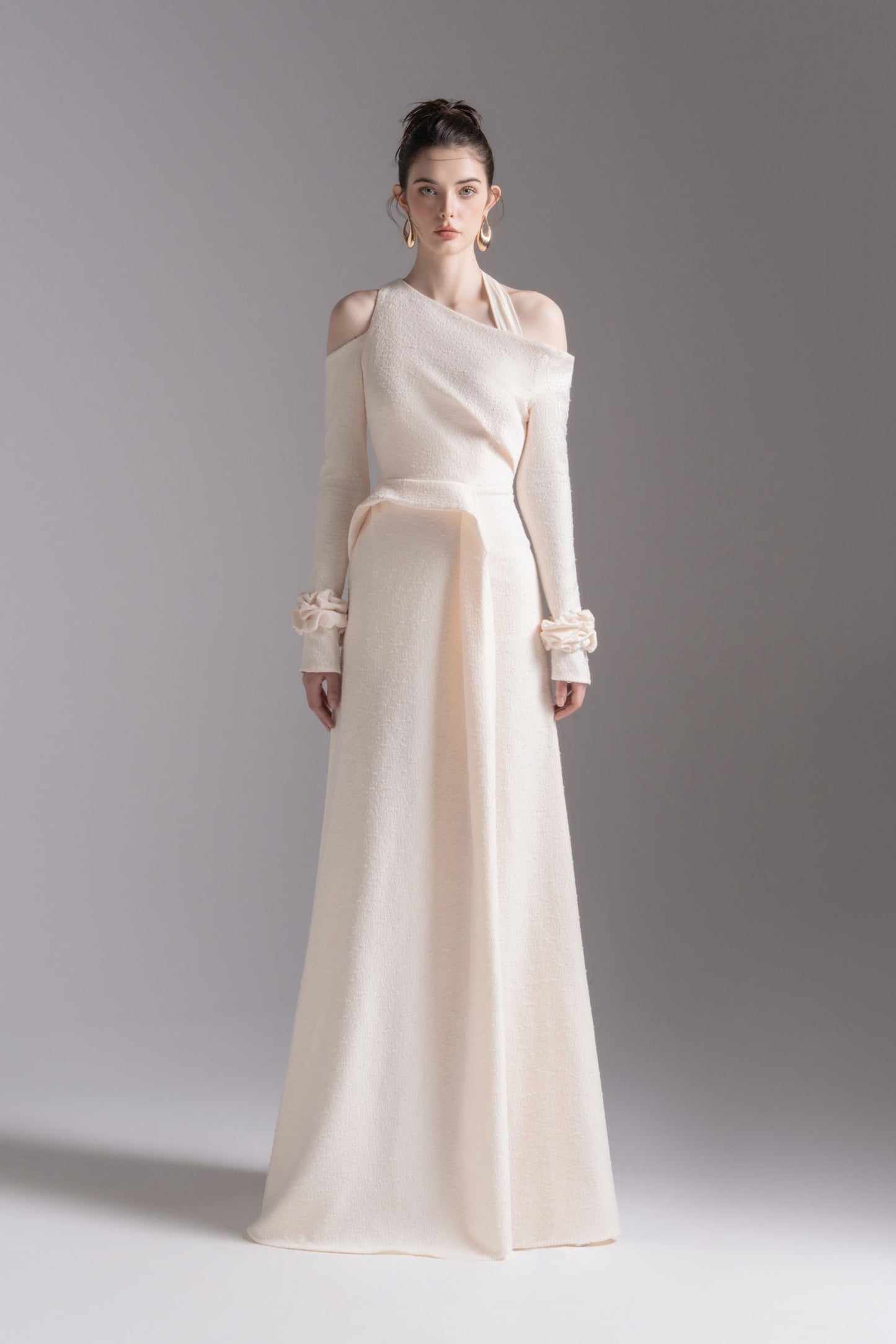 Aura Draped Midi in Cream image 0