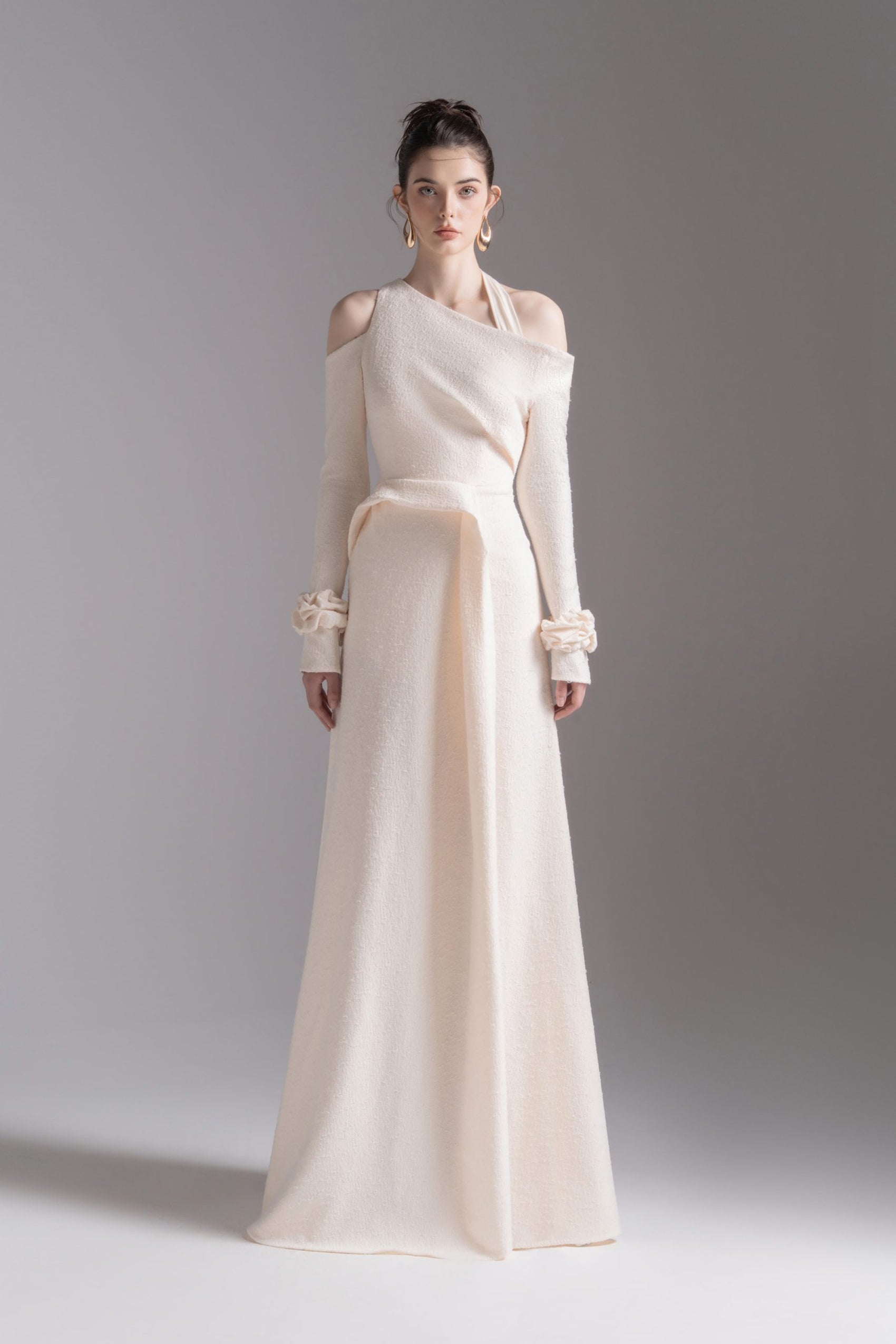 Aura Draped Midi in Cream image 0
