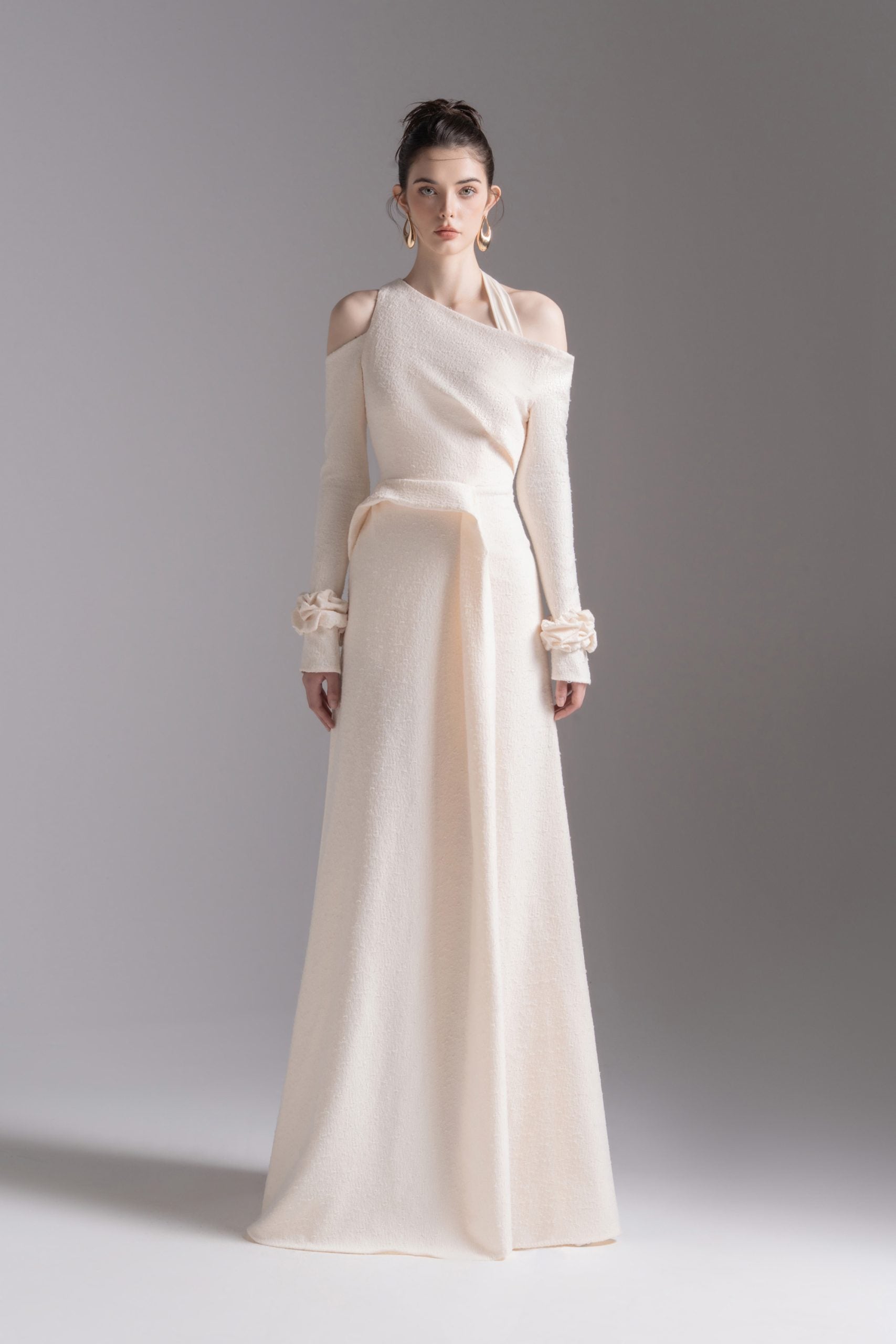 Aura Draped Midi in Cream image 0