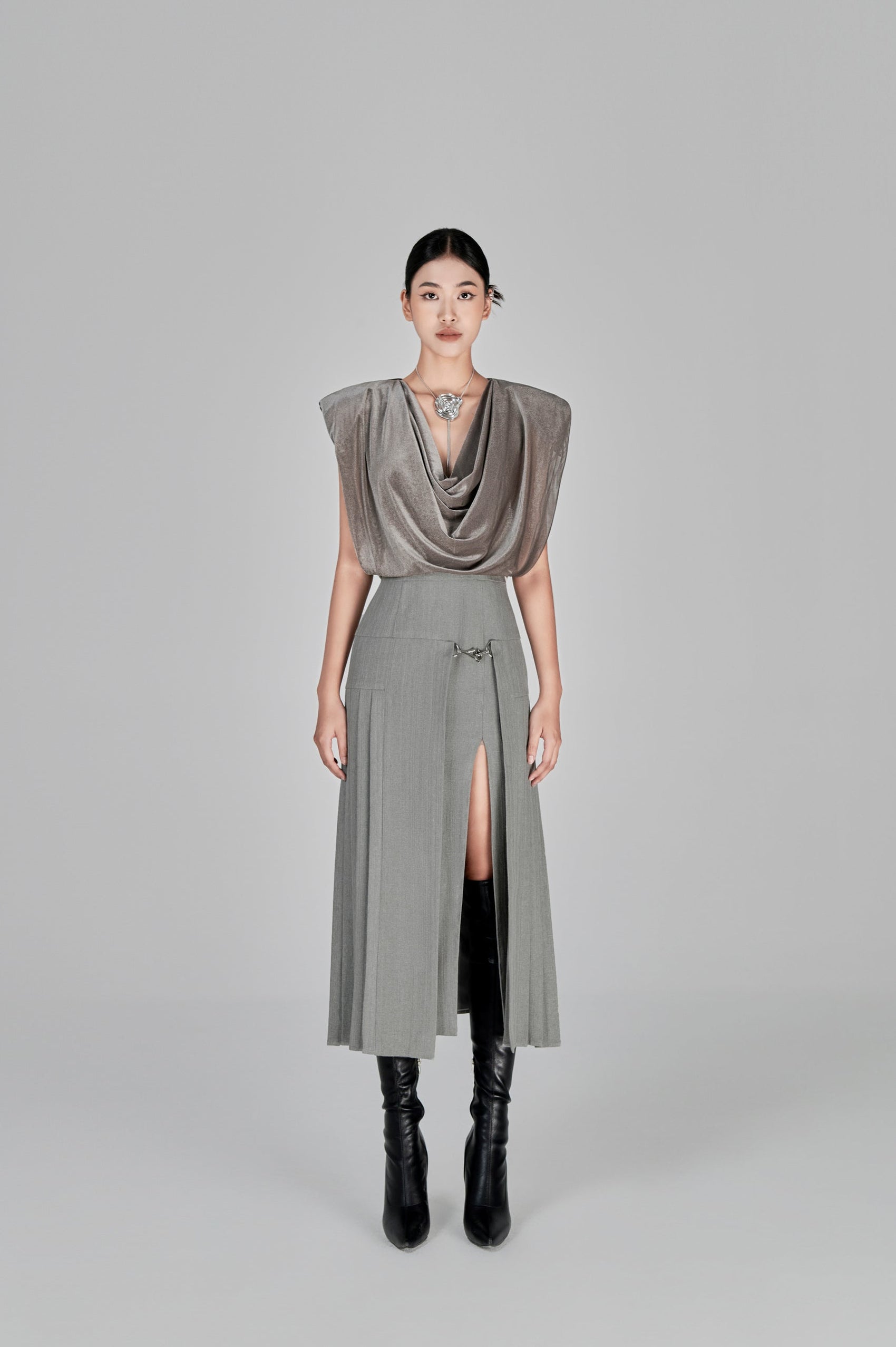 Naficy Draped Neckline Dress