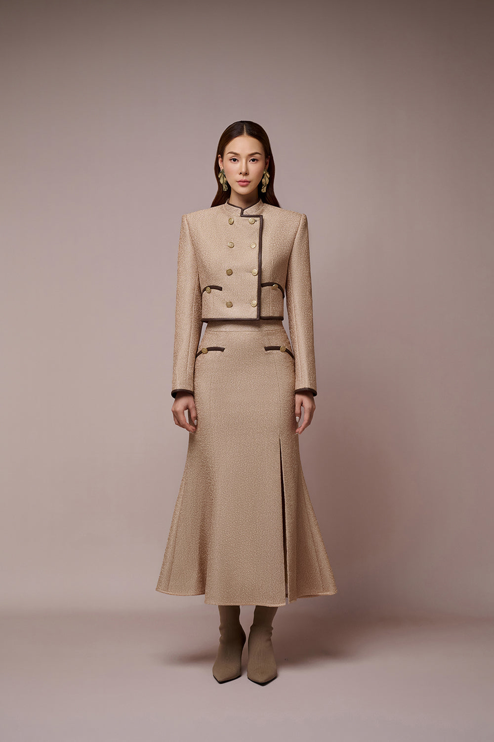 Linda Mandarin Collar Croptop Jacket