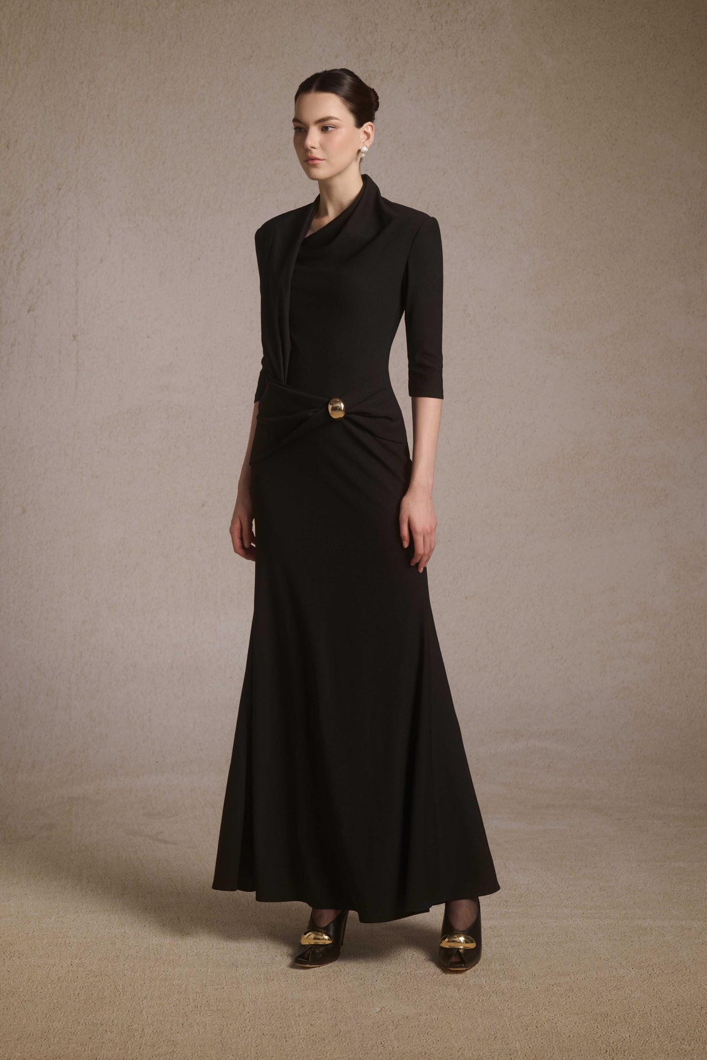 Astra Draped Midi in Black image 1