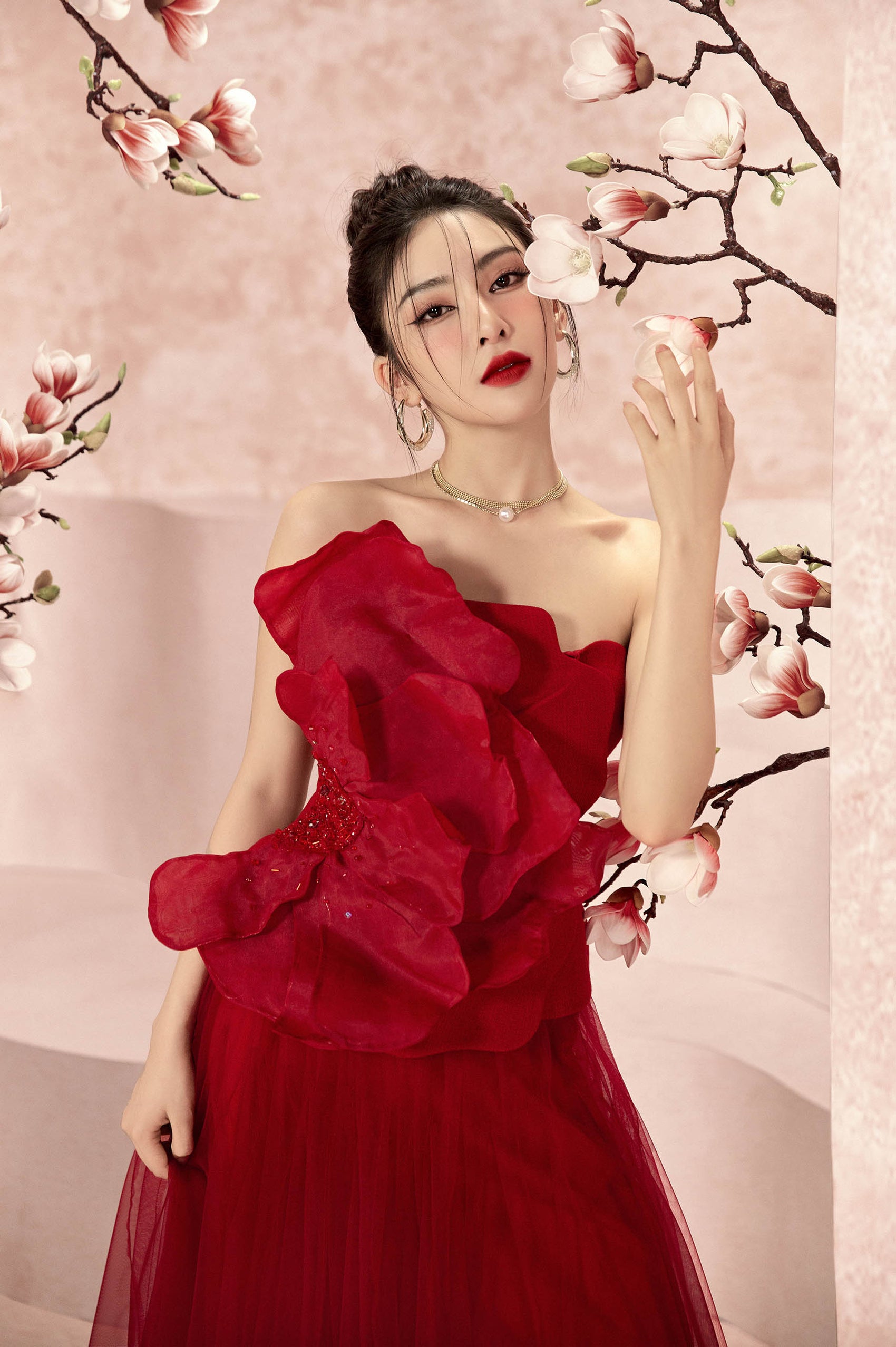 Pomegranate Floral 3D Strapless Shirt image 2