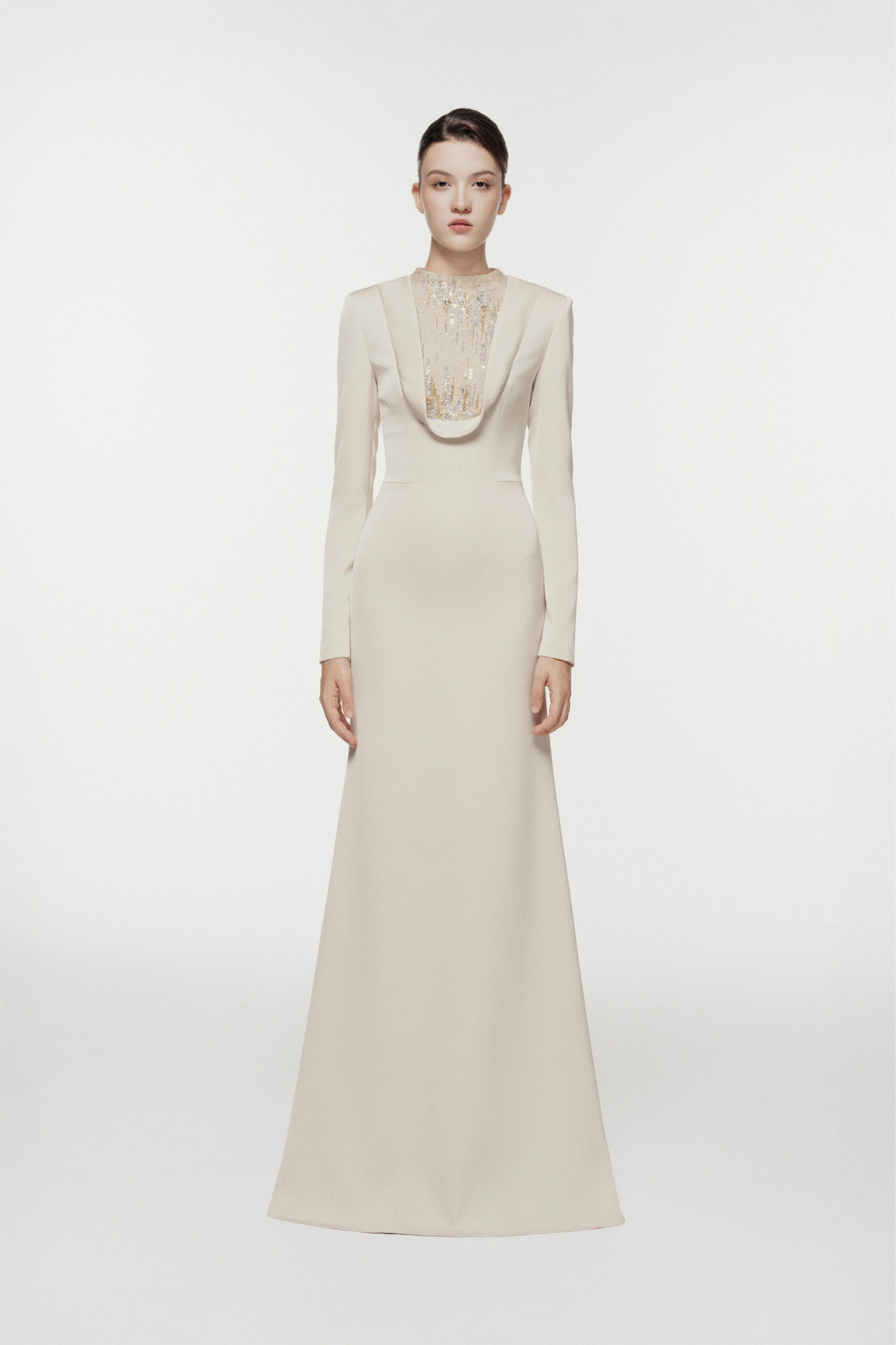 Crystal Mesh Fishtail Gown