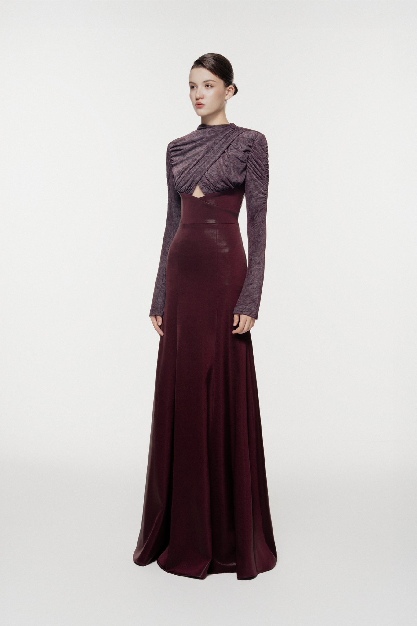 Cross-Draped Cut-Out Evening Gown