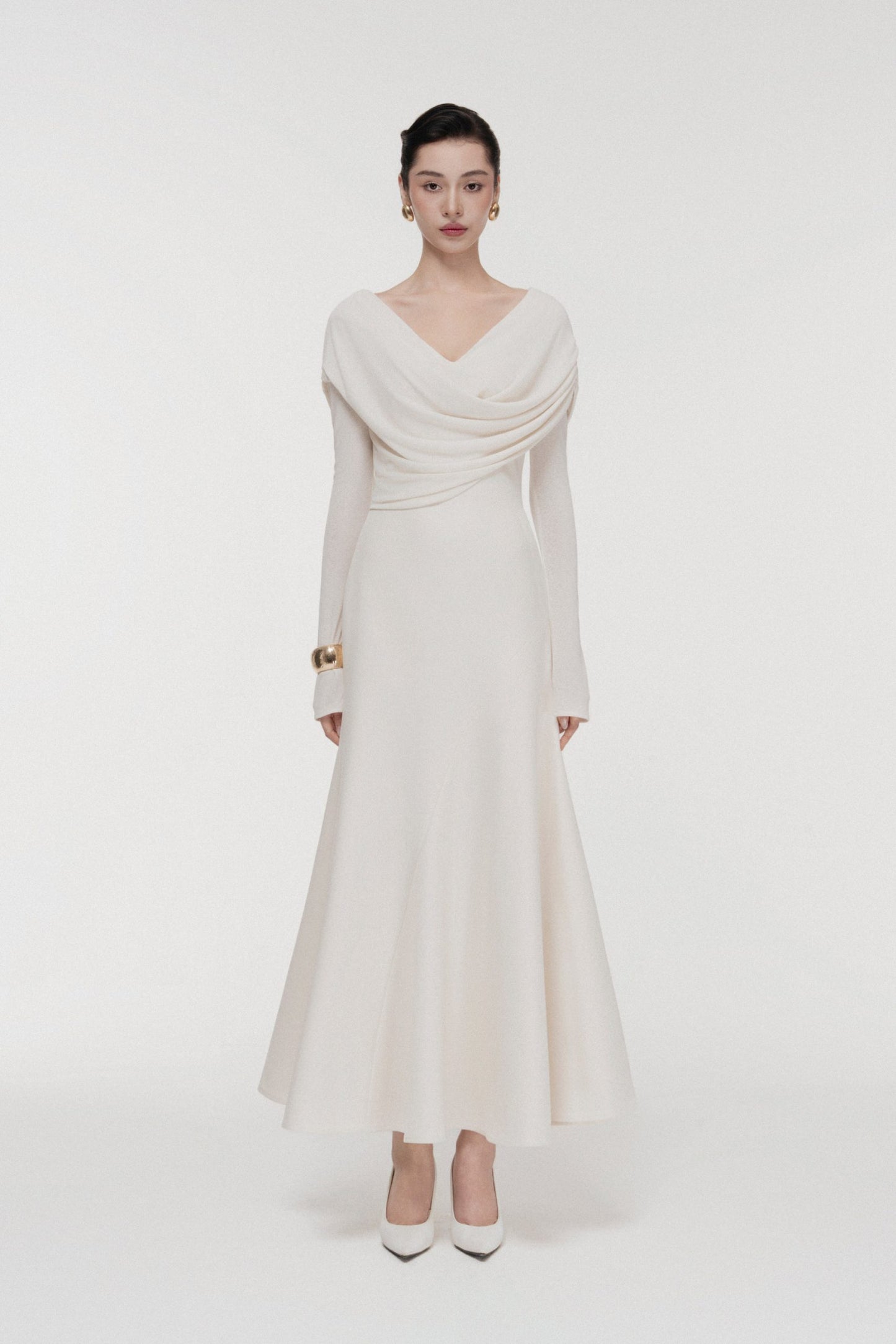 Soft-Drape Mermaid Dress in Cream image 0