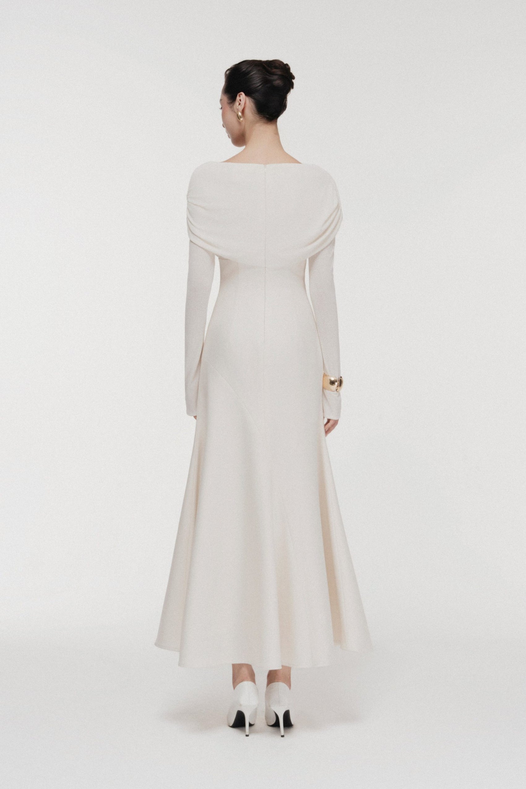 Soft-Drape Mermaid Dress in Cream image 2