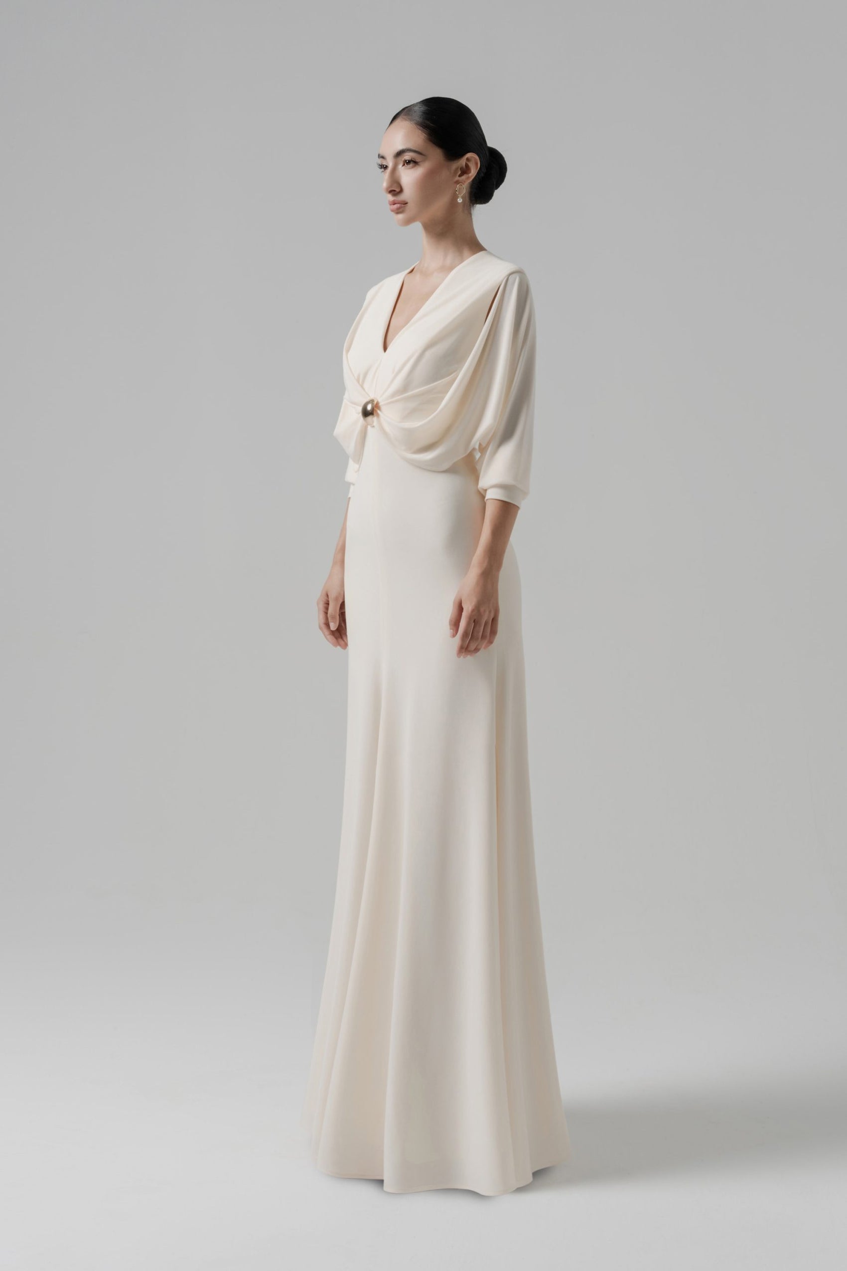 Hush Form Midi Dress in Cream image 1