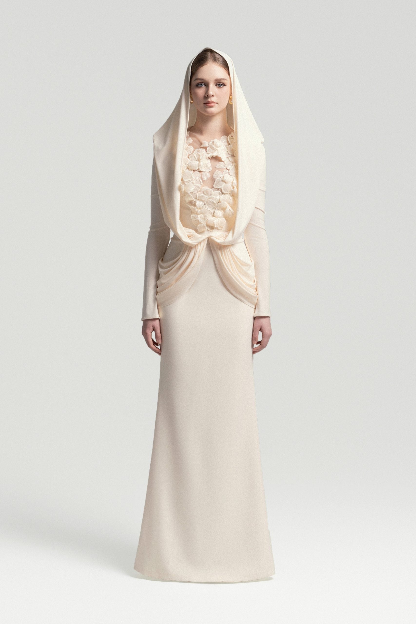 Mystique Hooded Lace Evening Gown image 0