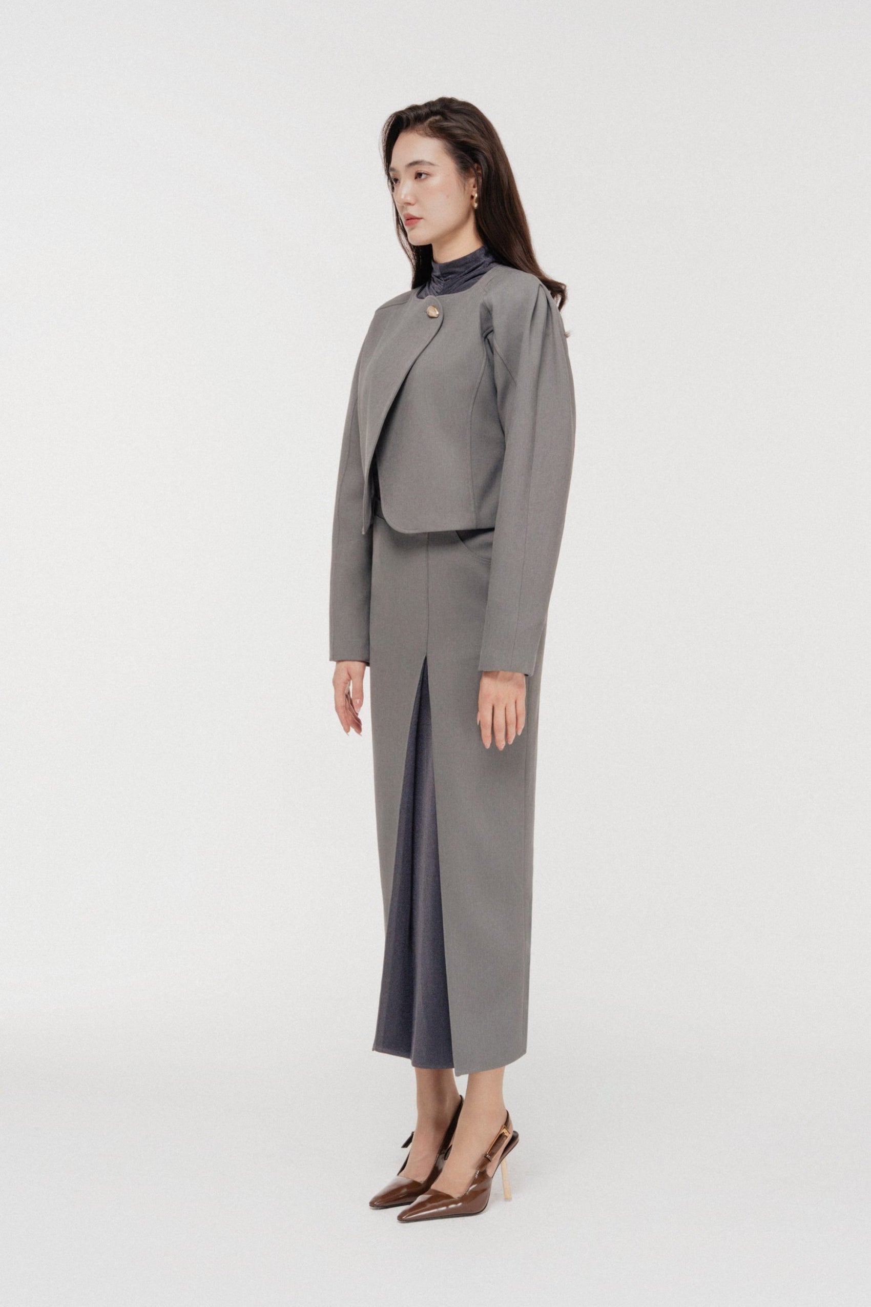 Solstice Cropped Jacket Set in Monument image 1