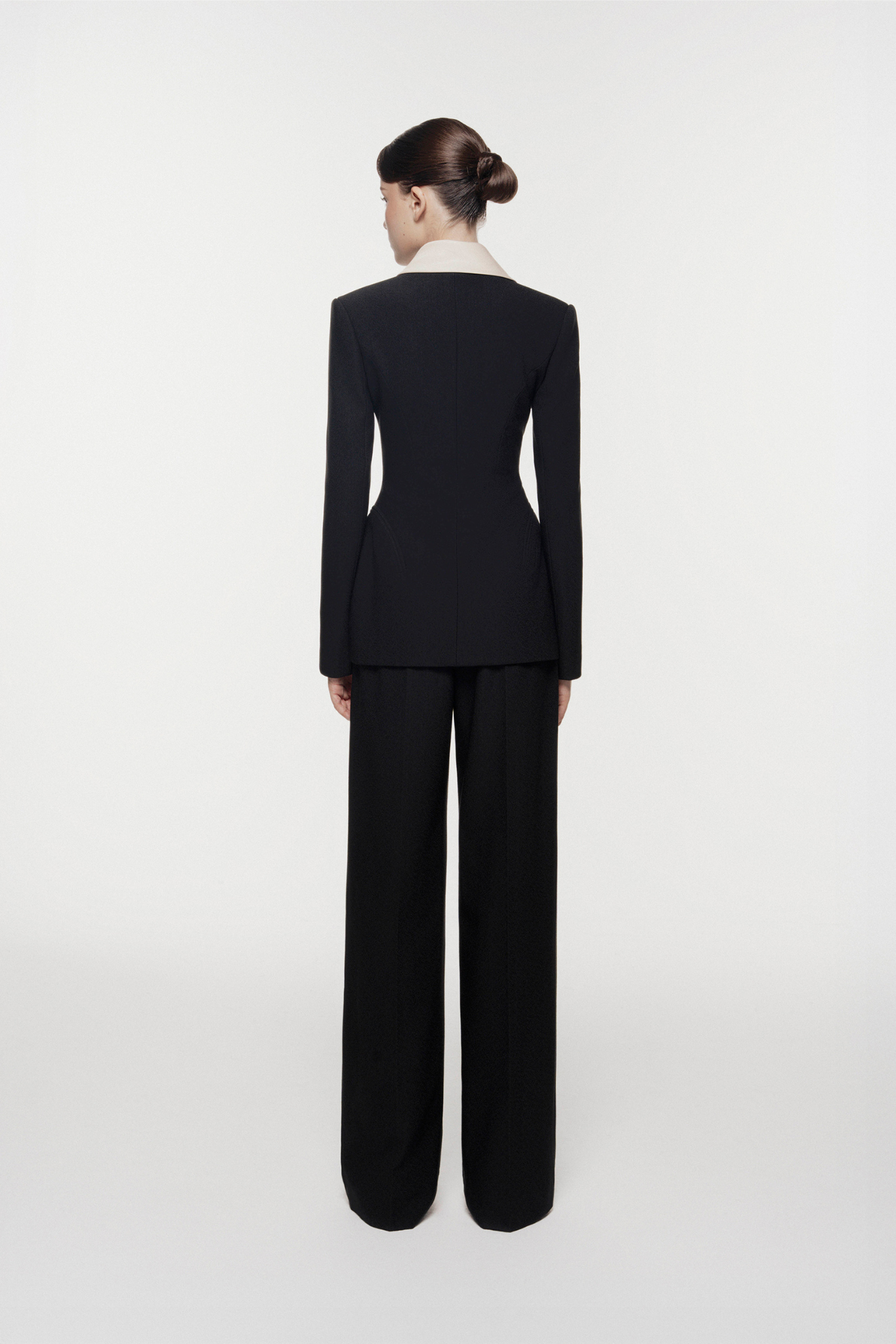 Silk-Scarf Lapel Tailored Set Design