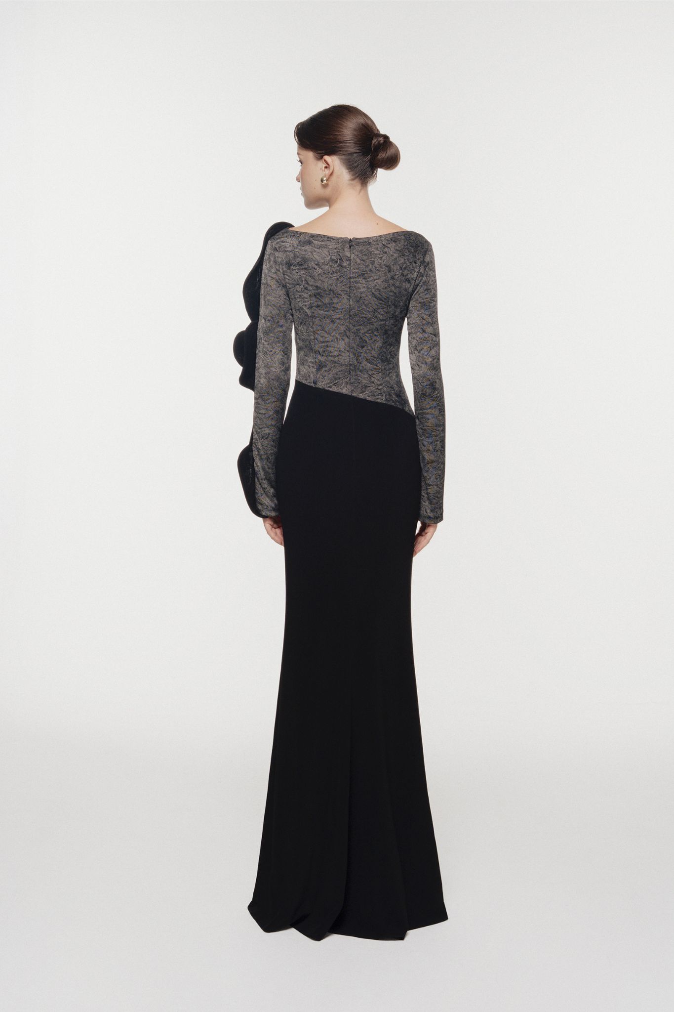 3D Floral Ruffle Evening Dress