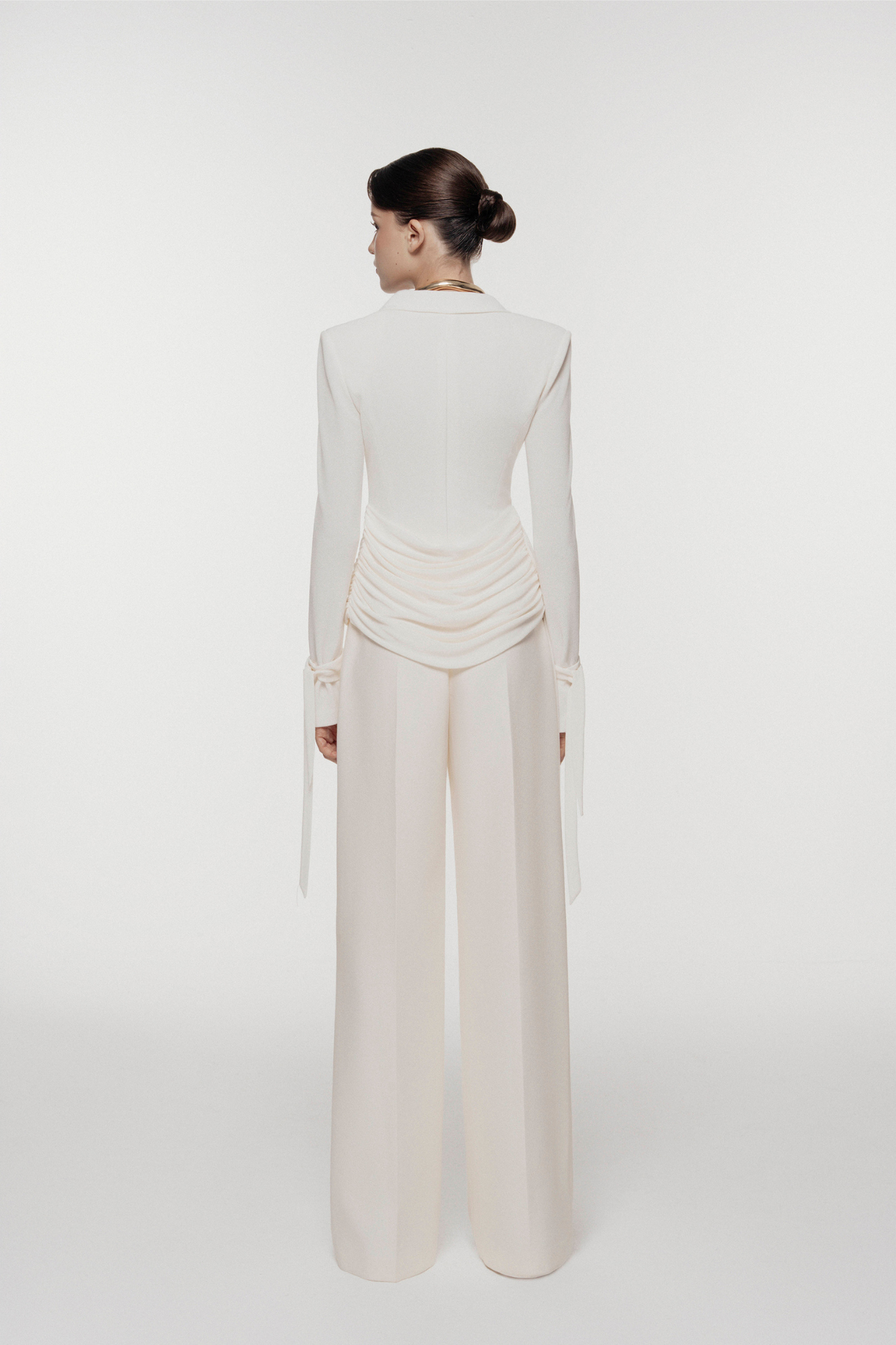 Asymmetric Draped V-Neck Set Design