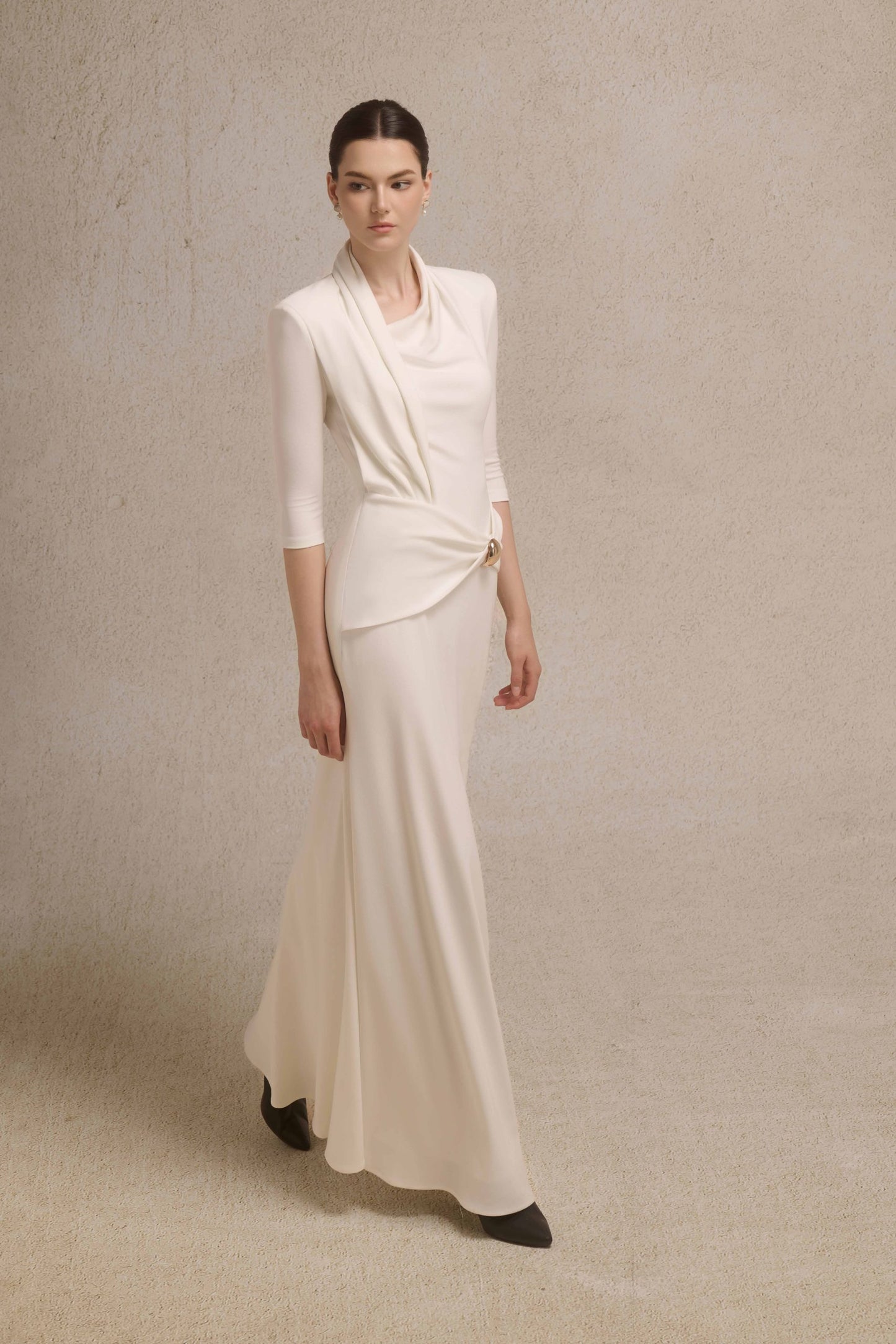 Astra Draped Midi in Ivory image 1