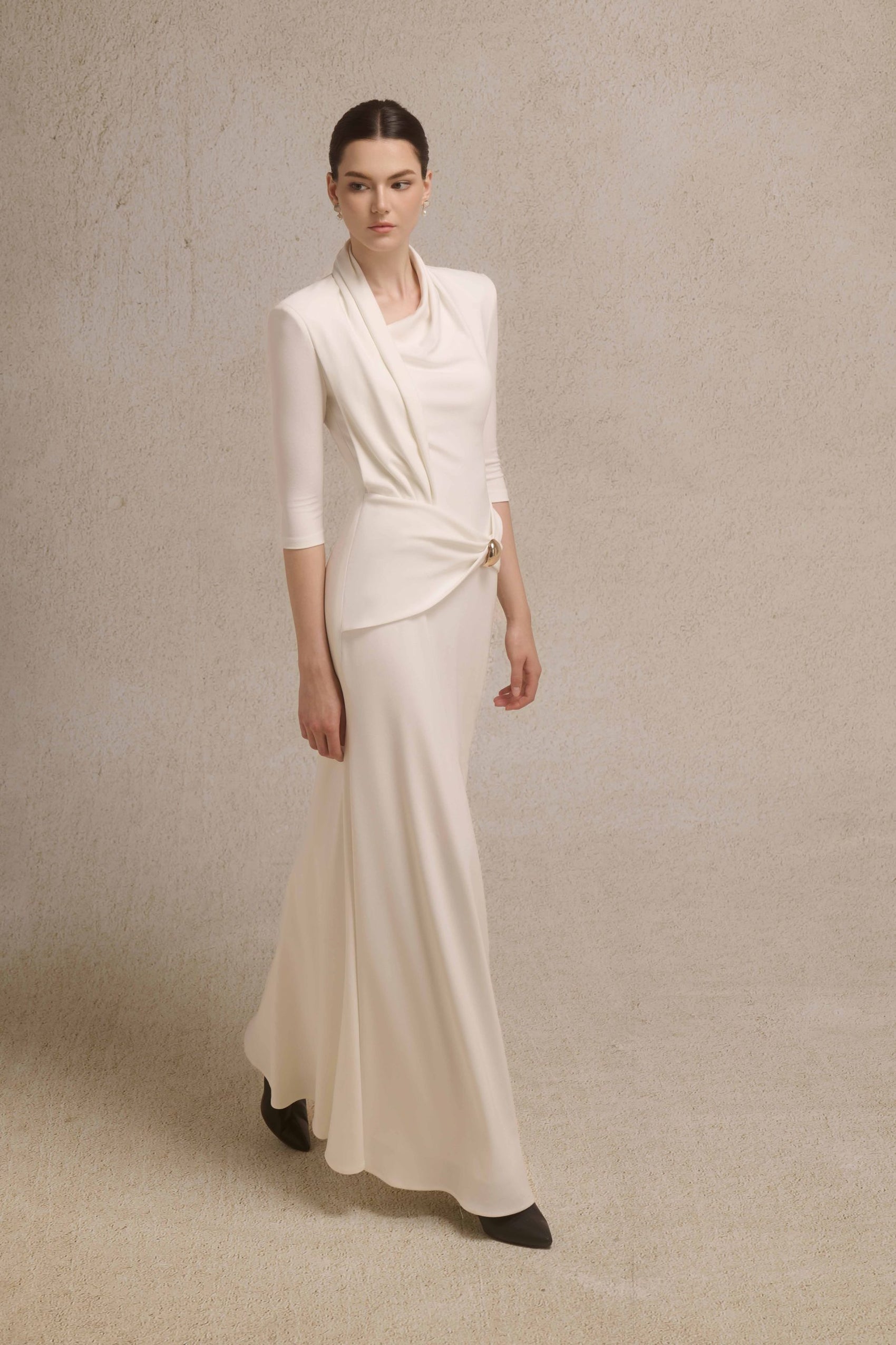 Astra Draped Midi in Ivory image 1