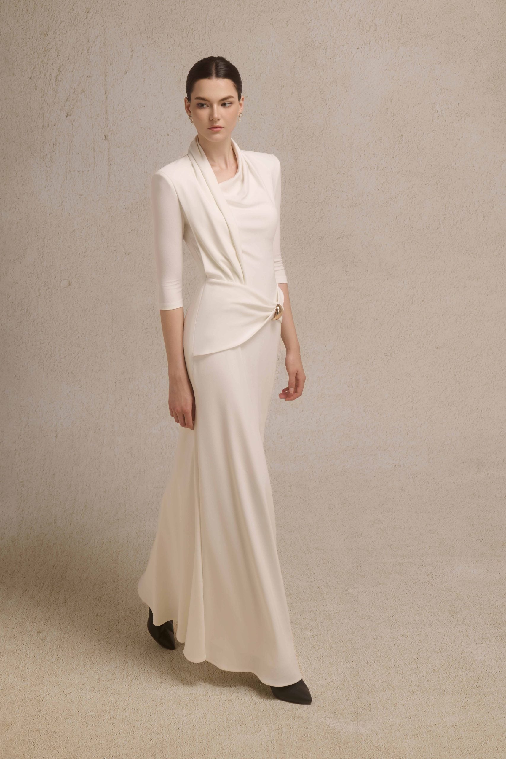Astra Draped Midi in Ivory image 1
