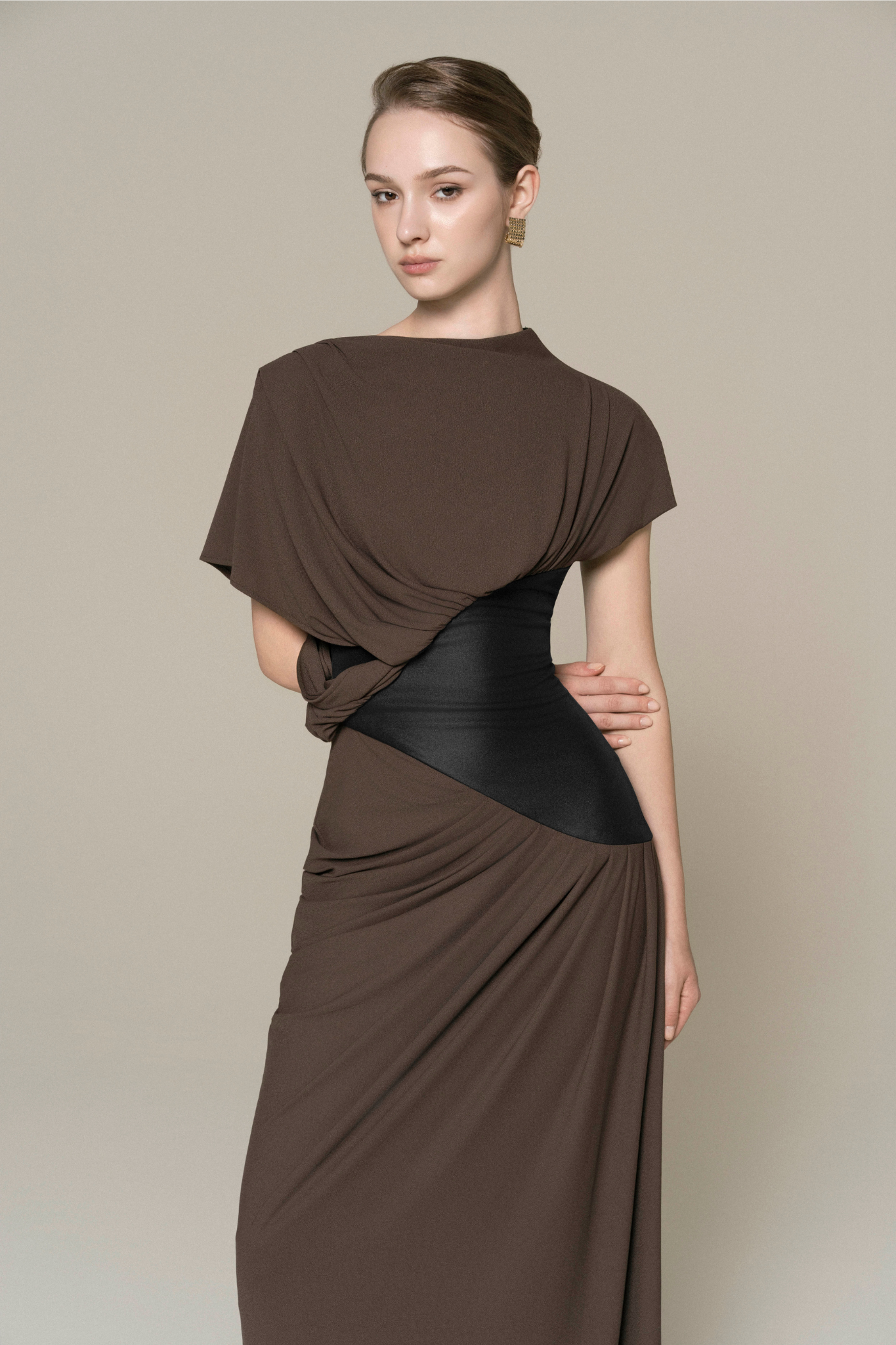 Umber Eclipse Midi Dress