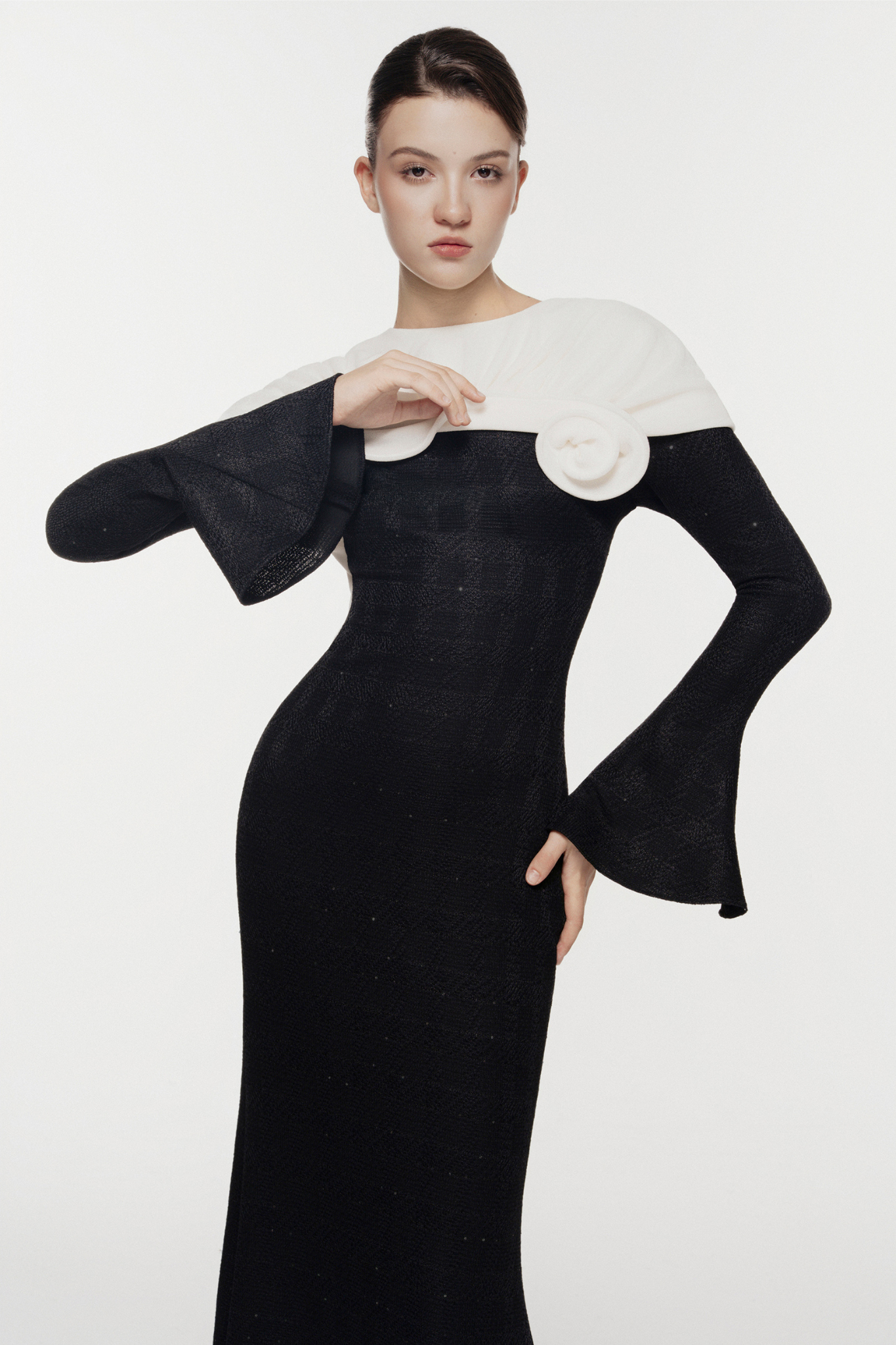 One-Shoulder Floral Draped Gown