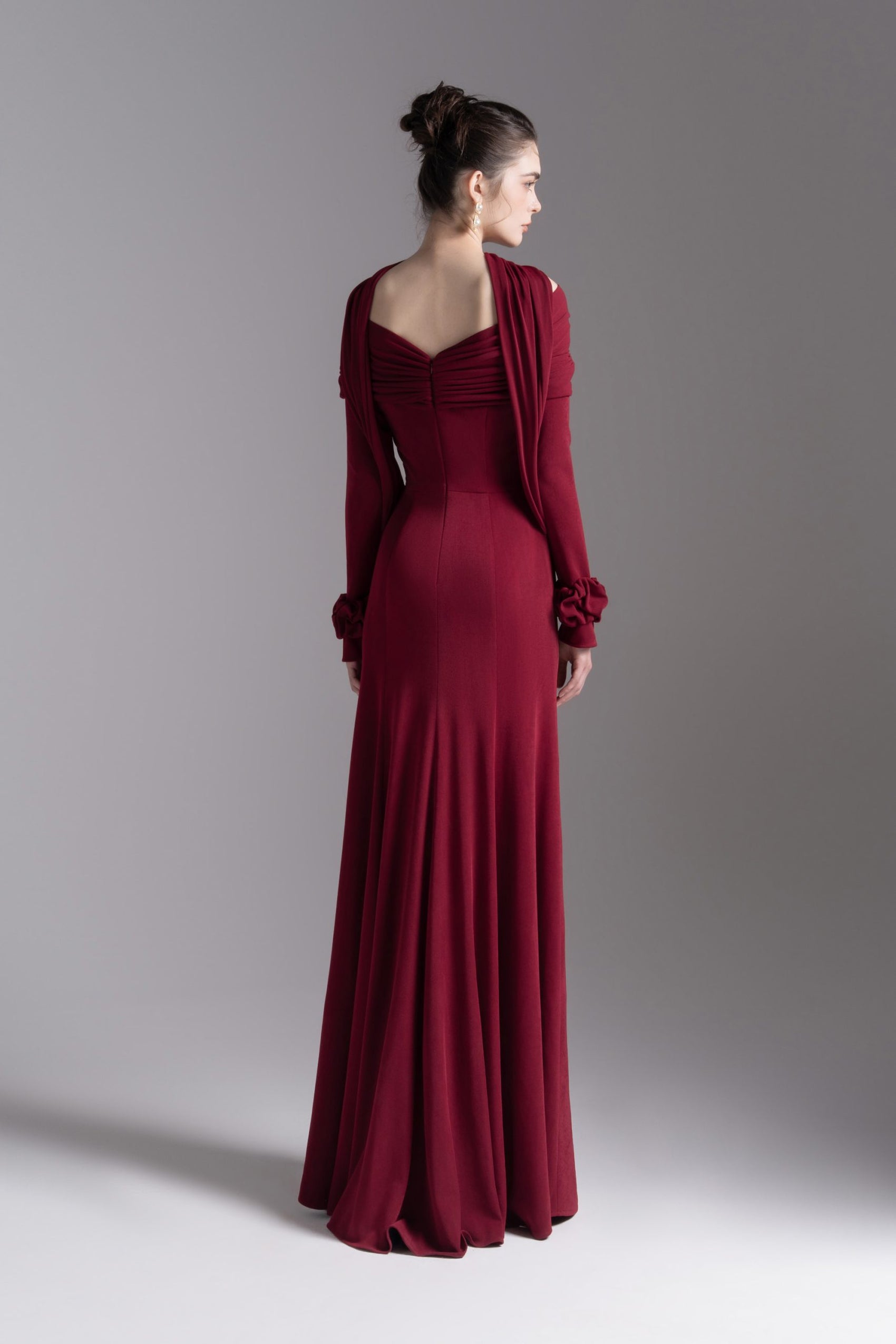 Silken Scarf Gown in Burgundy image 2