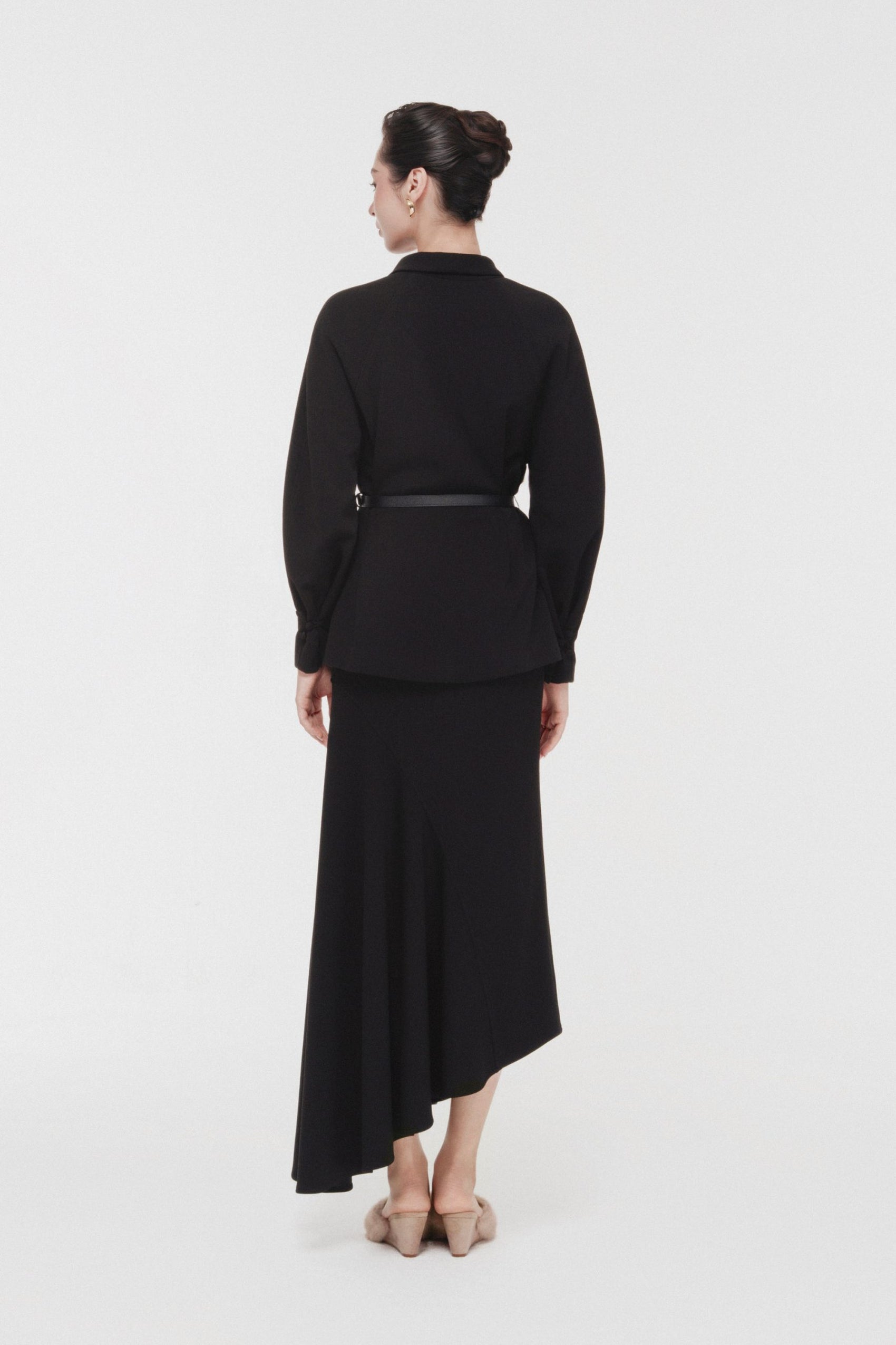 Asymmetric Bow Wrap Set in Black image 2