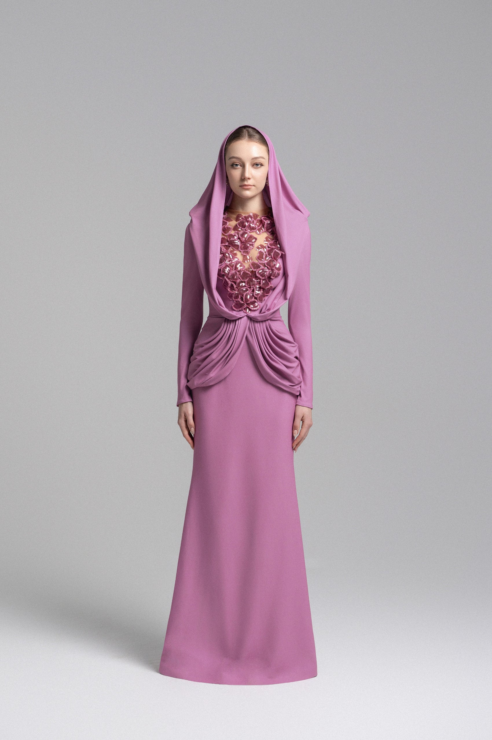 Ethereal Hooded Lace Evening Gown image 0