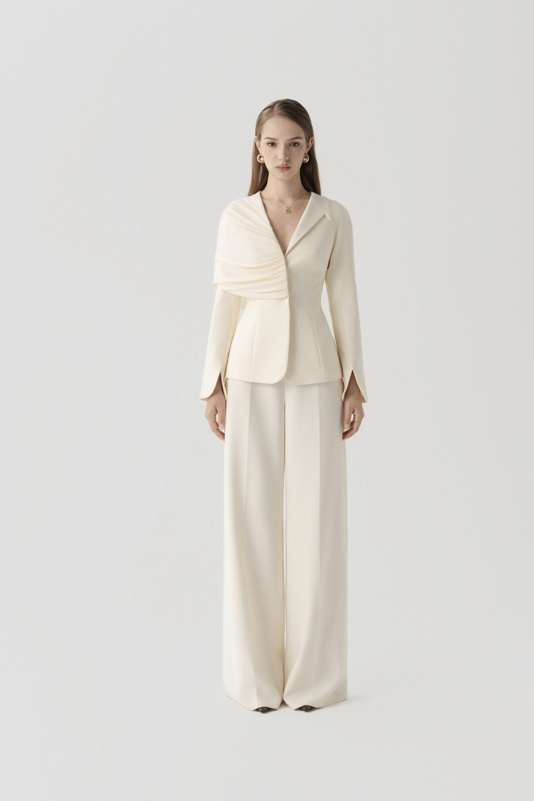 V-neck Draped Set (Blazer & Trousers) image 0