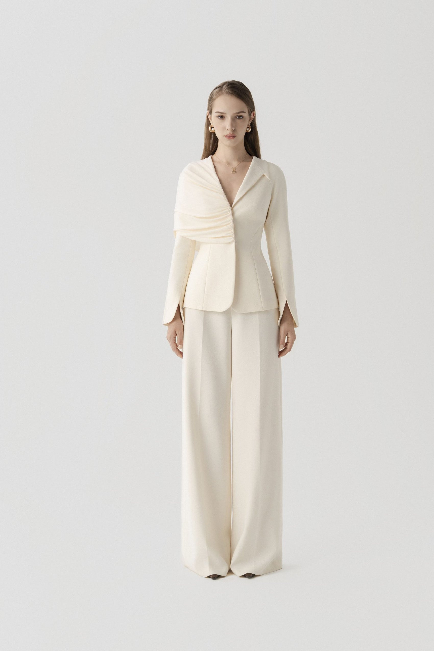 V-neck Draped Set (Blazer & Trousers) image 0