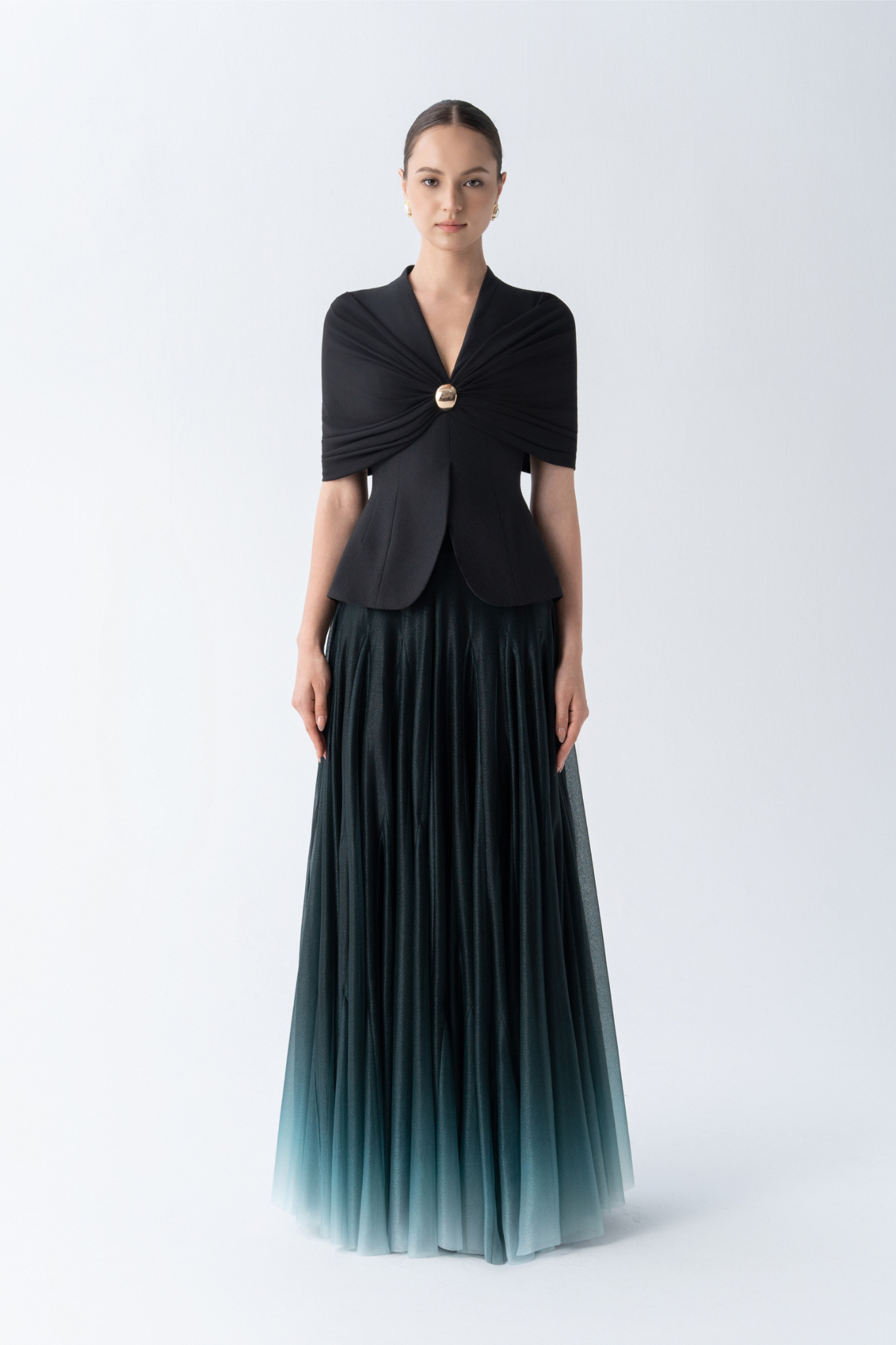 طقم هيكل مبطن مع بنطال واسع الساقين