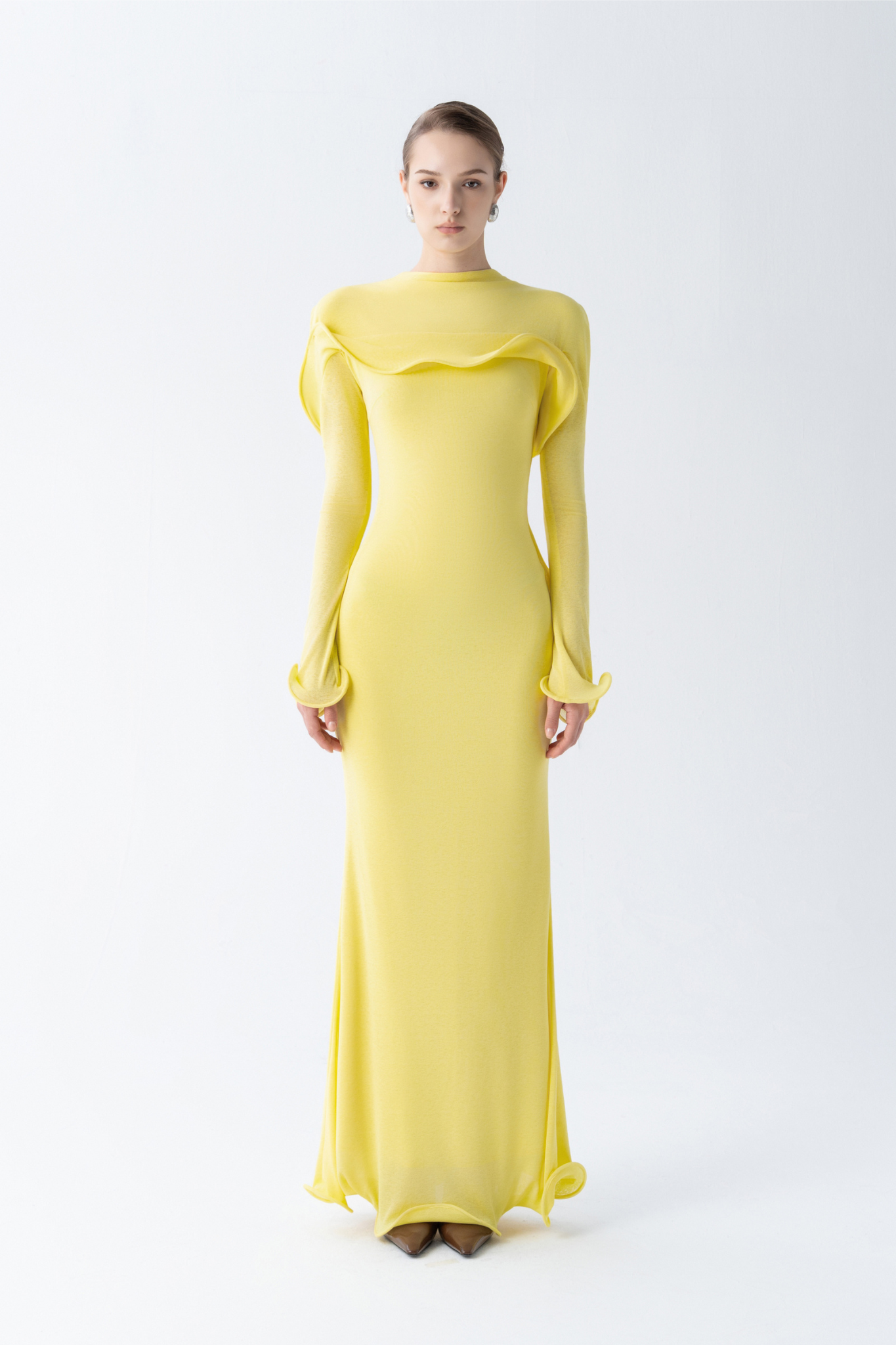 Cascade Ruffle Midi Dress