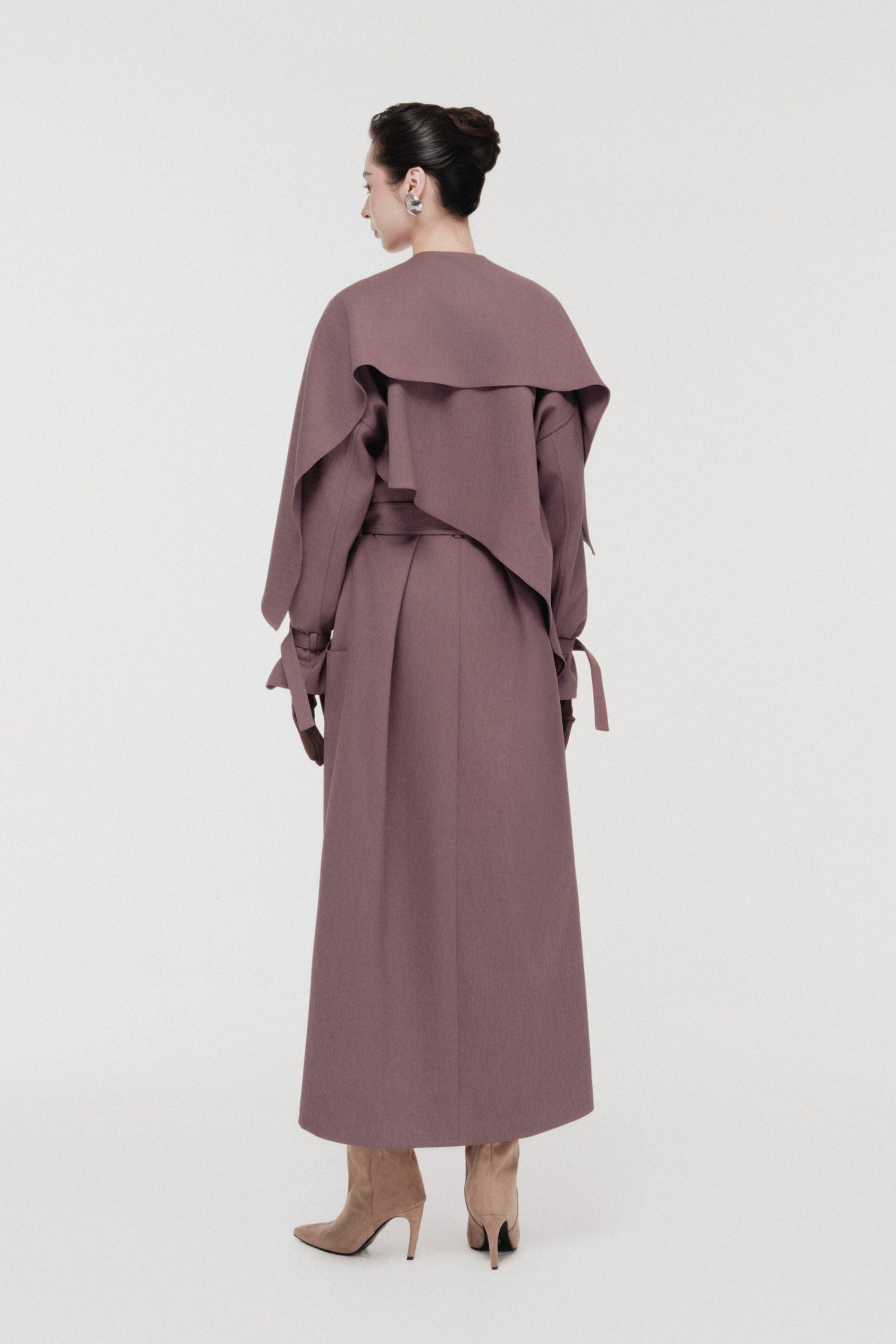 Cape-Collar Structured Trench Coat in Rose Taupe image 2