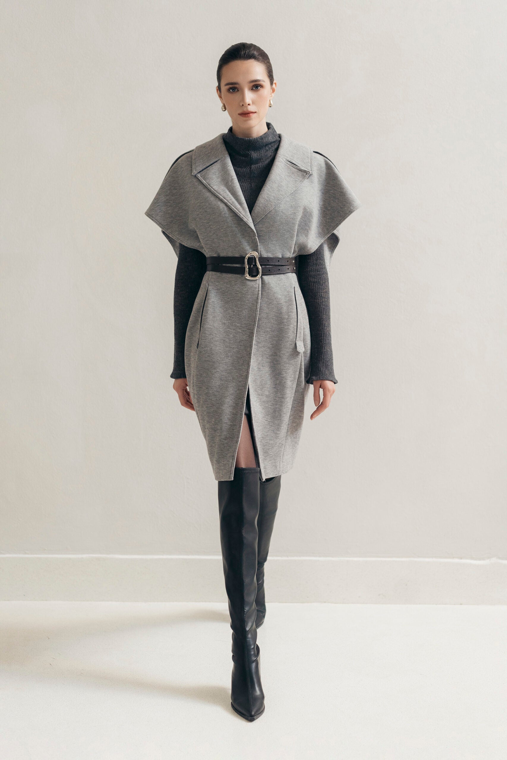 Grey Cocoon Coat image 2