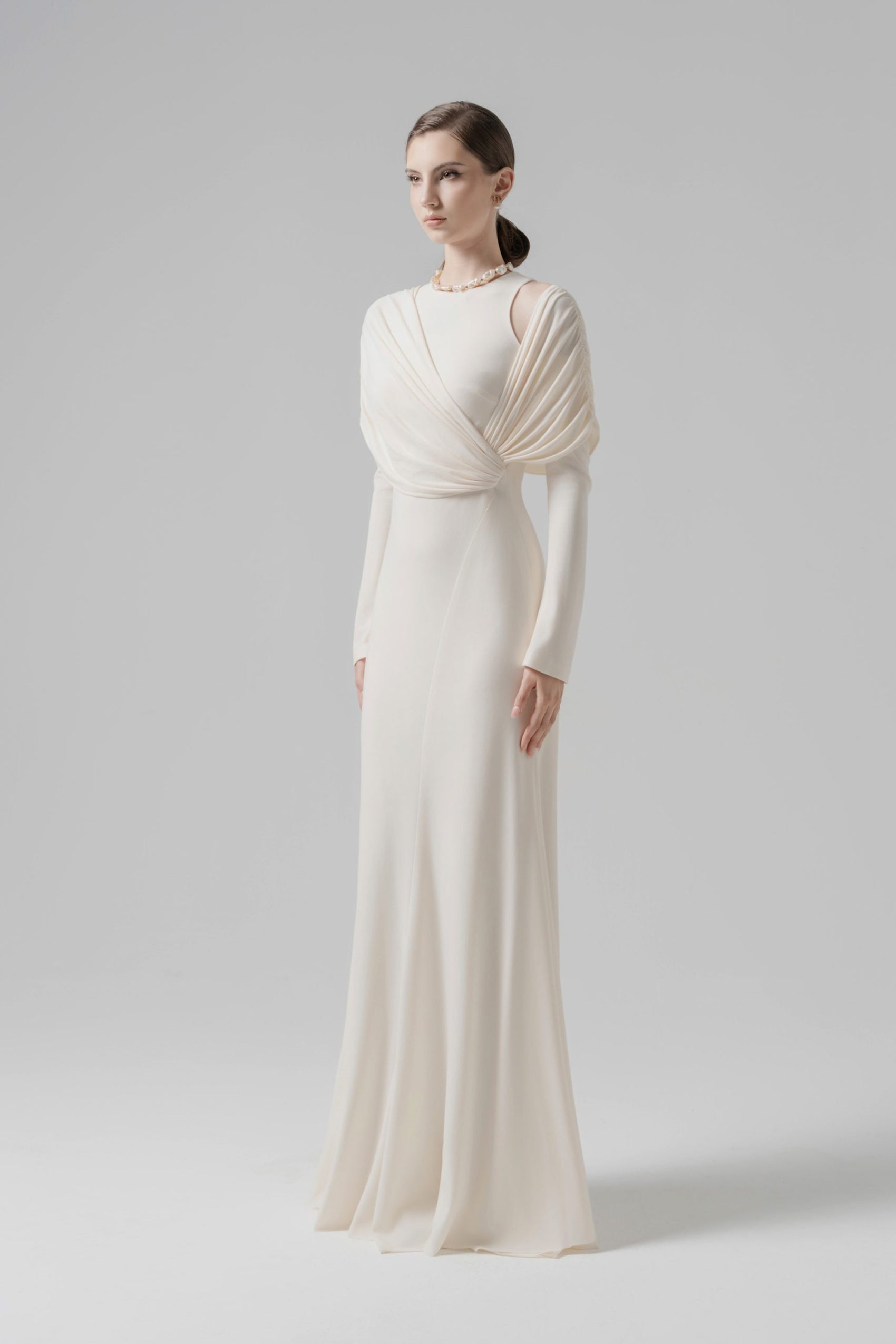 Cream Bias-cut Dress image 1