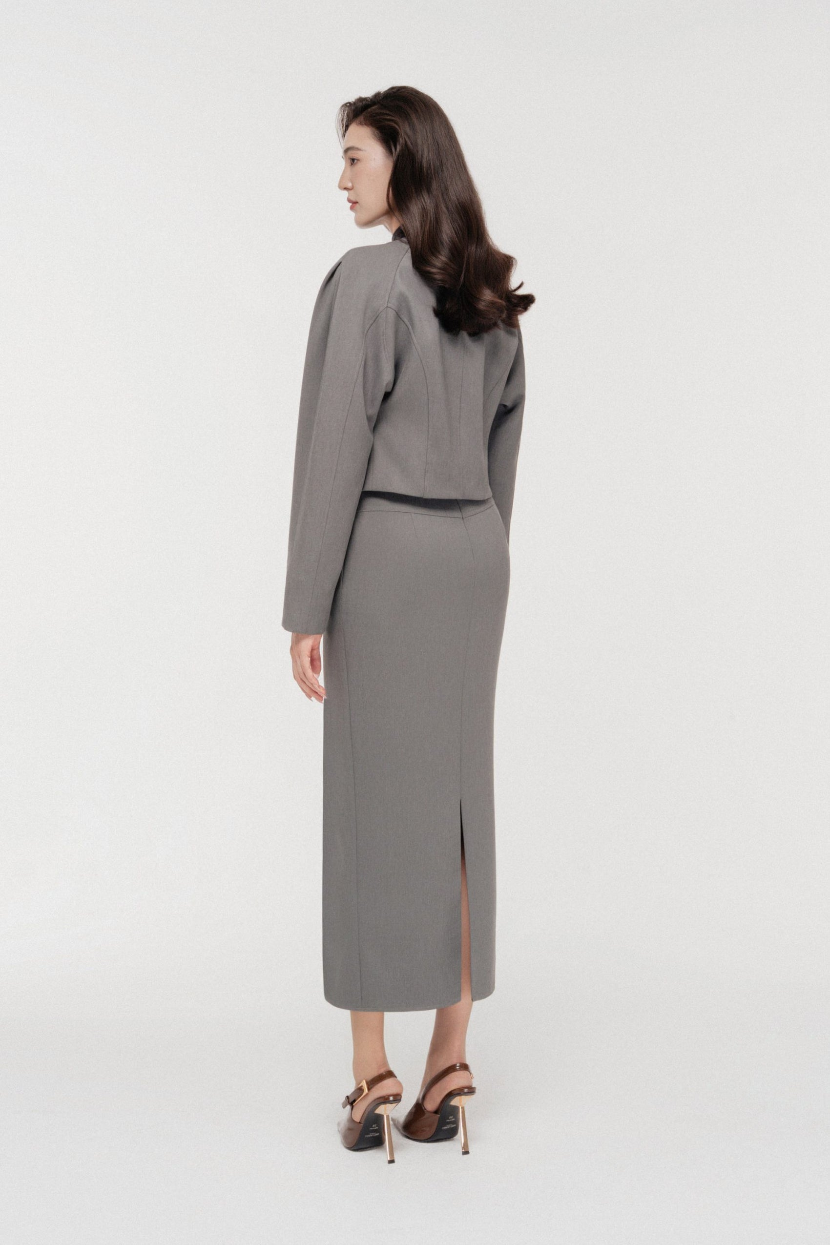 Solstice Cropped Jacket Set in Monument image 2