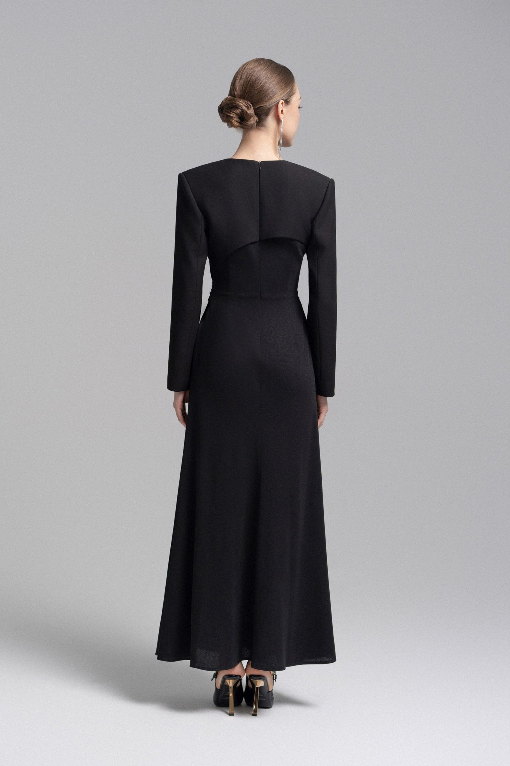 Asymmetrical Lapel Crystal Blazer Dress image 2