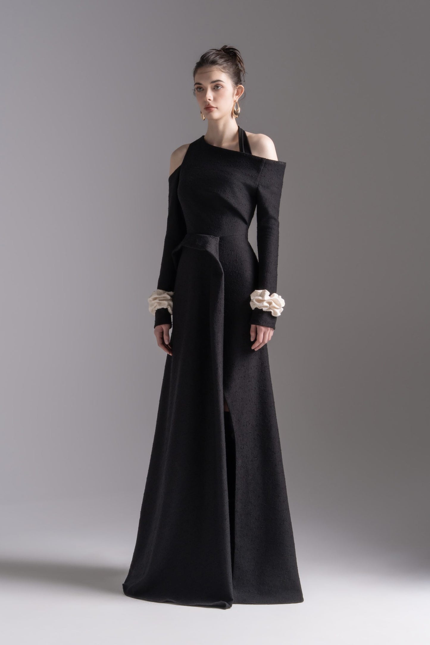 Aura Draped Midi in Black image 1
