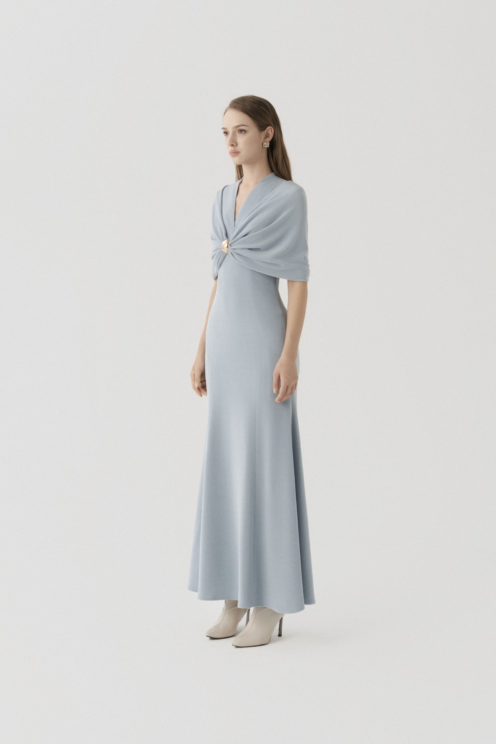 Halo Peplum Midi Dress in Sky Blue image 1