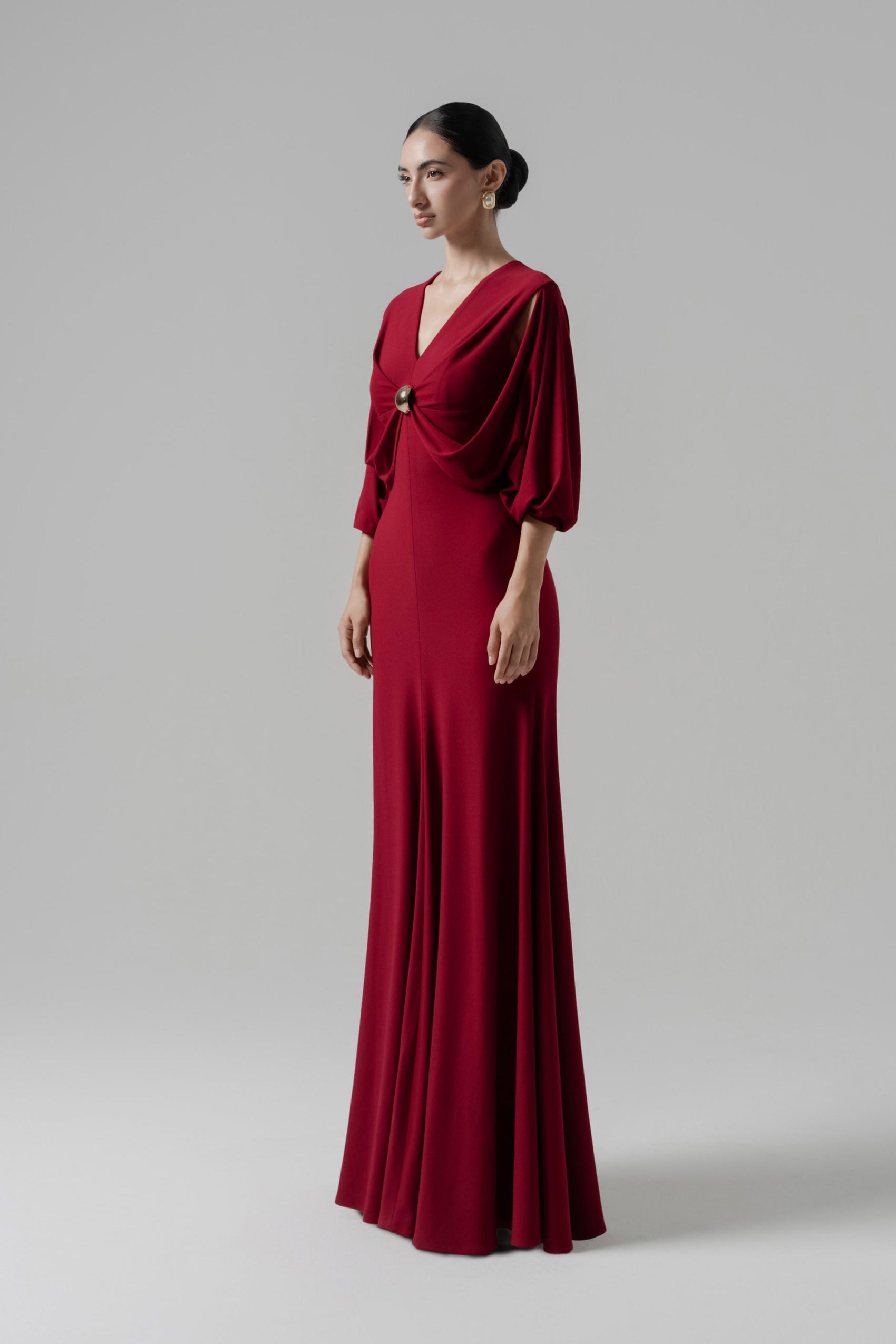 Hush Form Midi Dress in Dark Ruby image 1