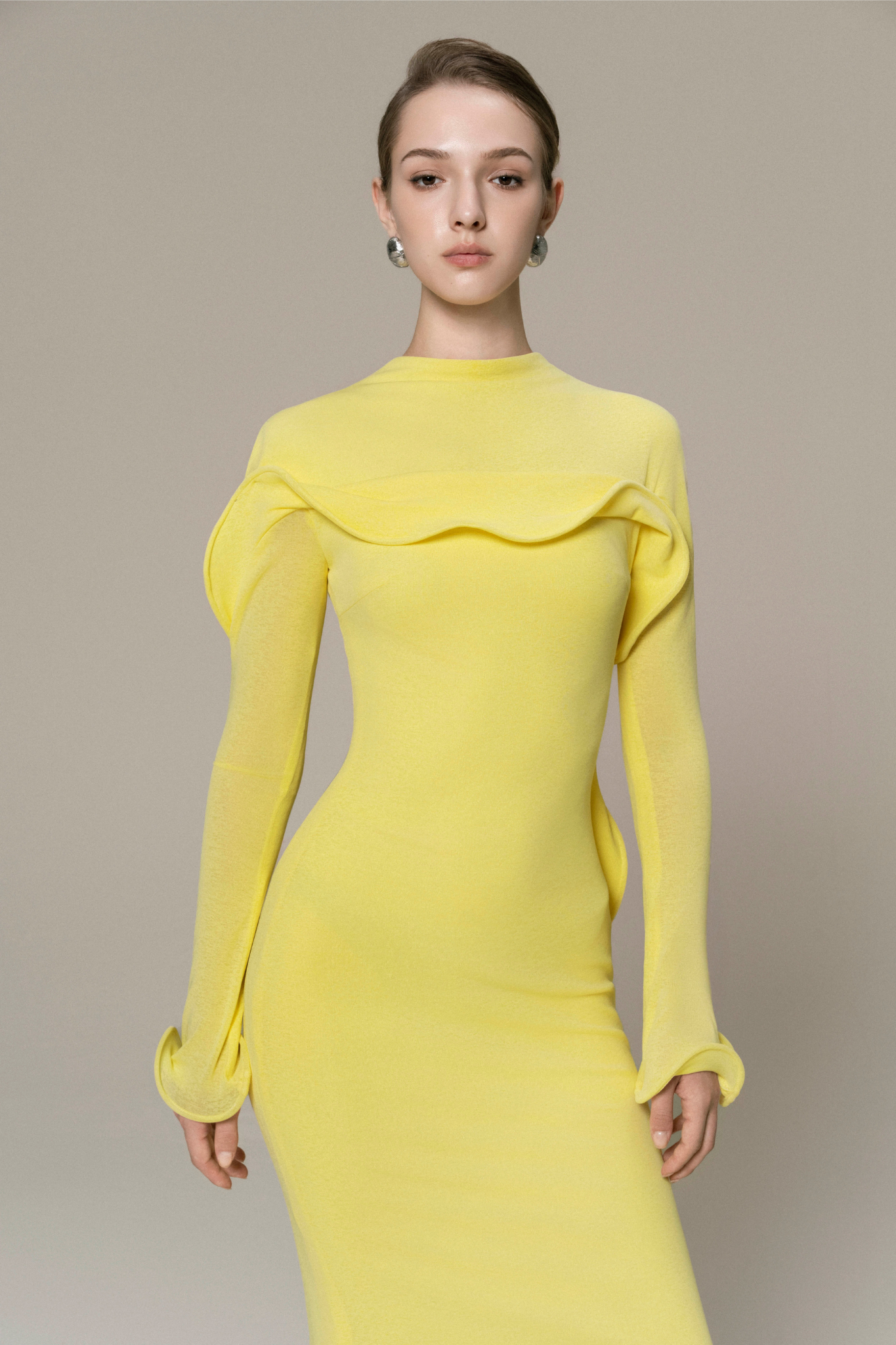 Cascade Ruffle Midi Dress