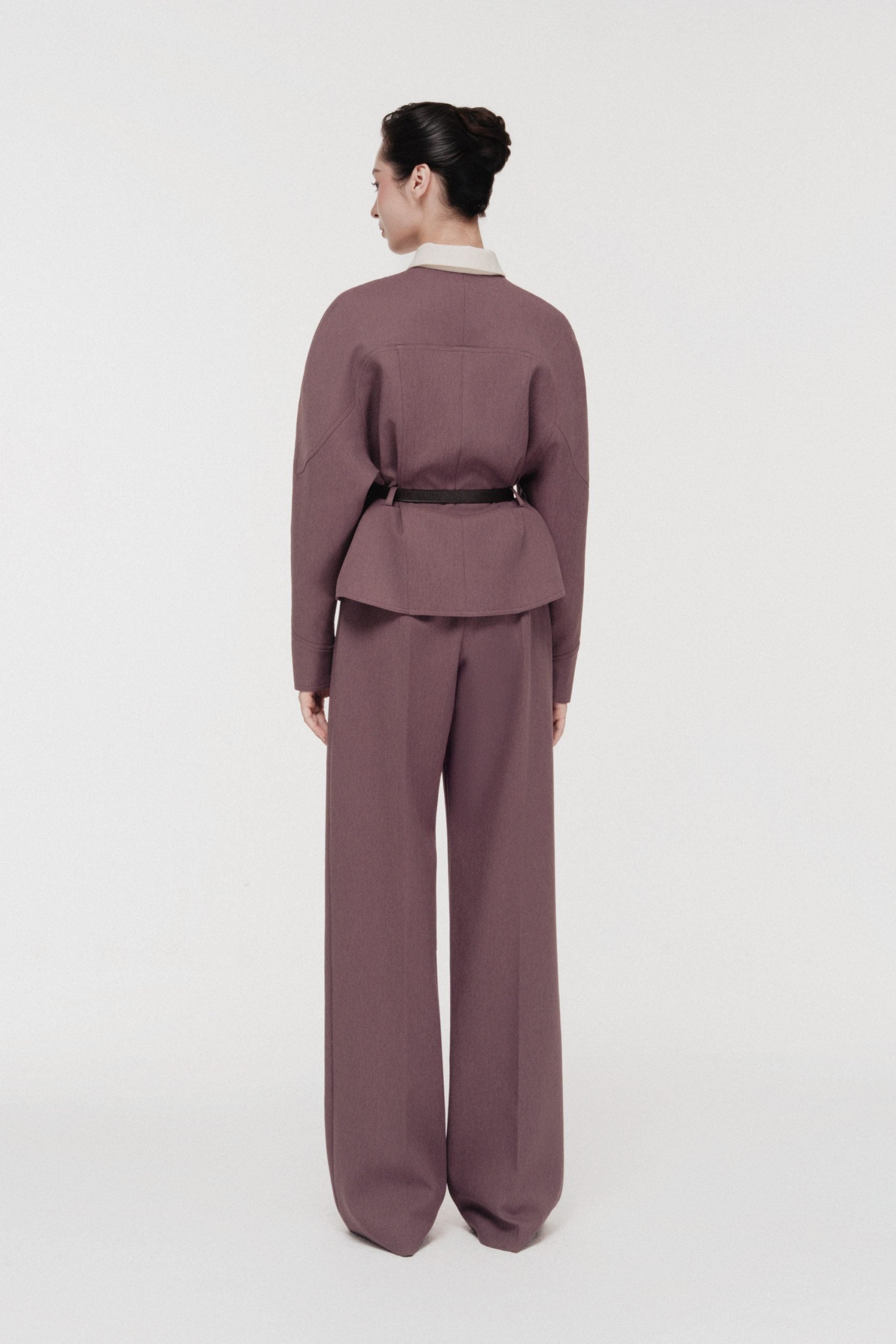 Quilted Structure Set with Wide-leg Trousers in Rose Taupe image 2