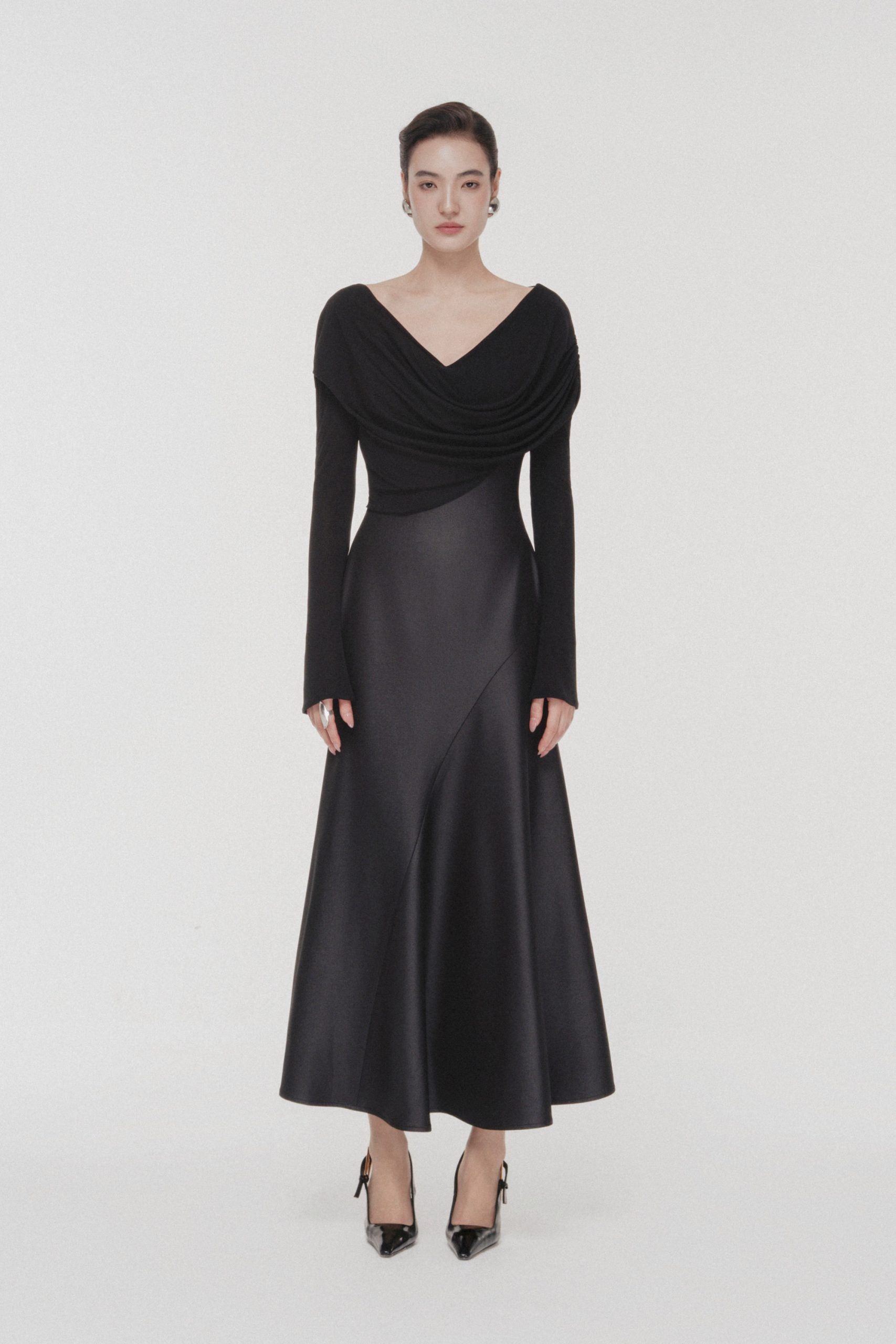 Soft-Drape Mermaid Dress in Black image 0